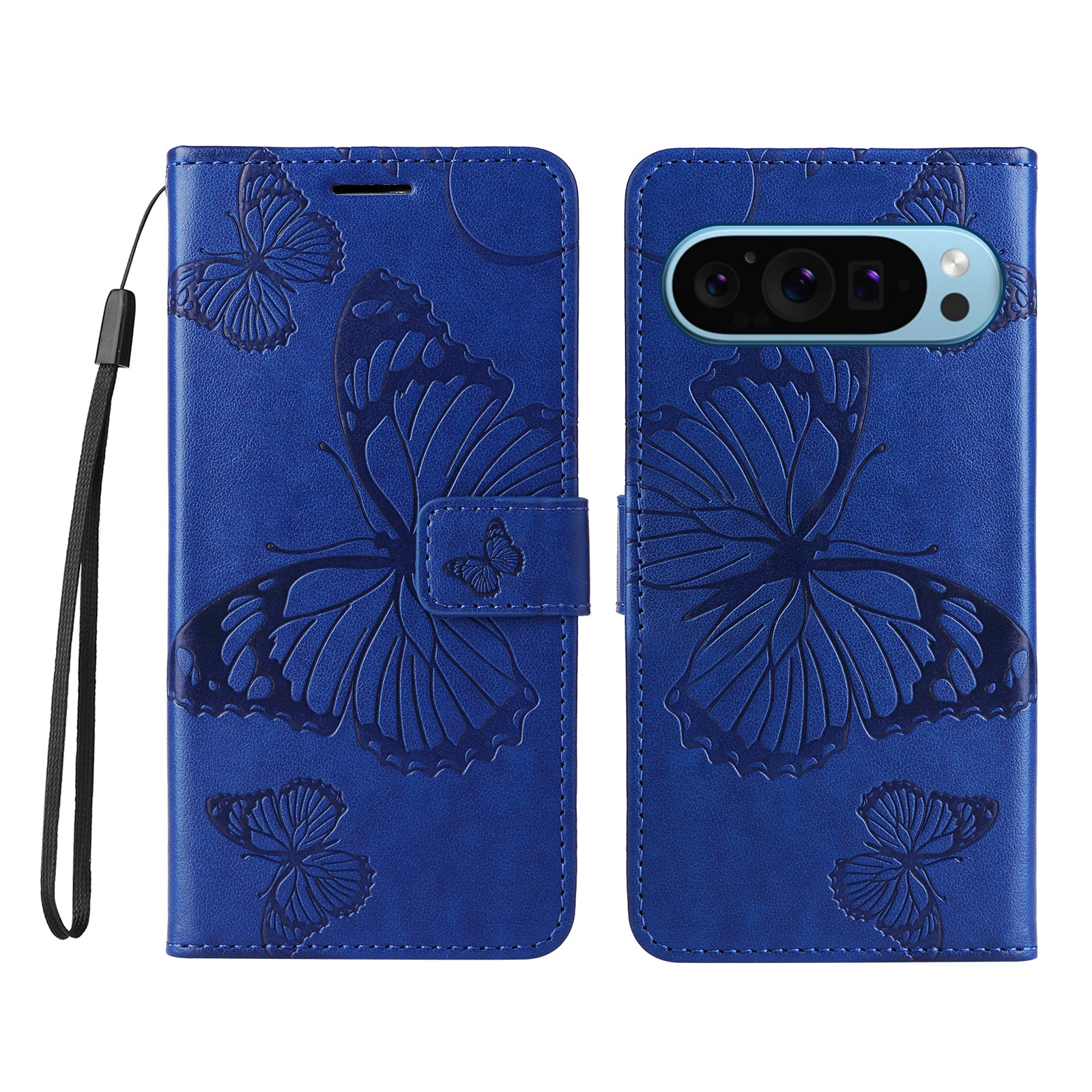 KT Imprinting Flower Series-2 For Google Pixel 9 Case Leather Phone Cover with Wallet Card Slots