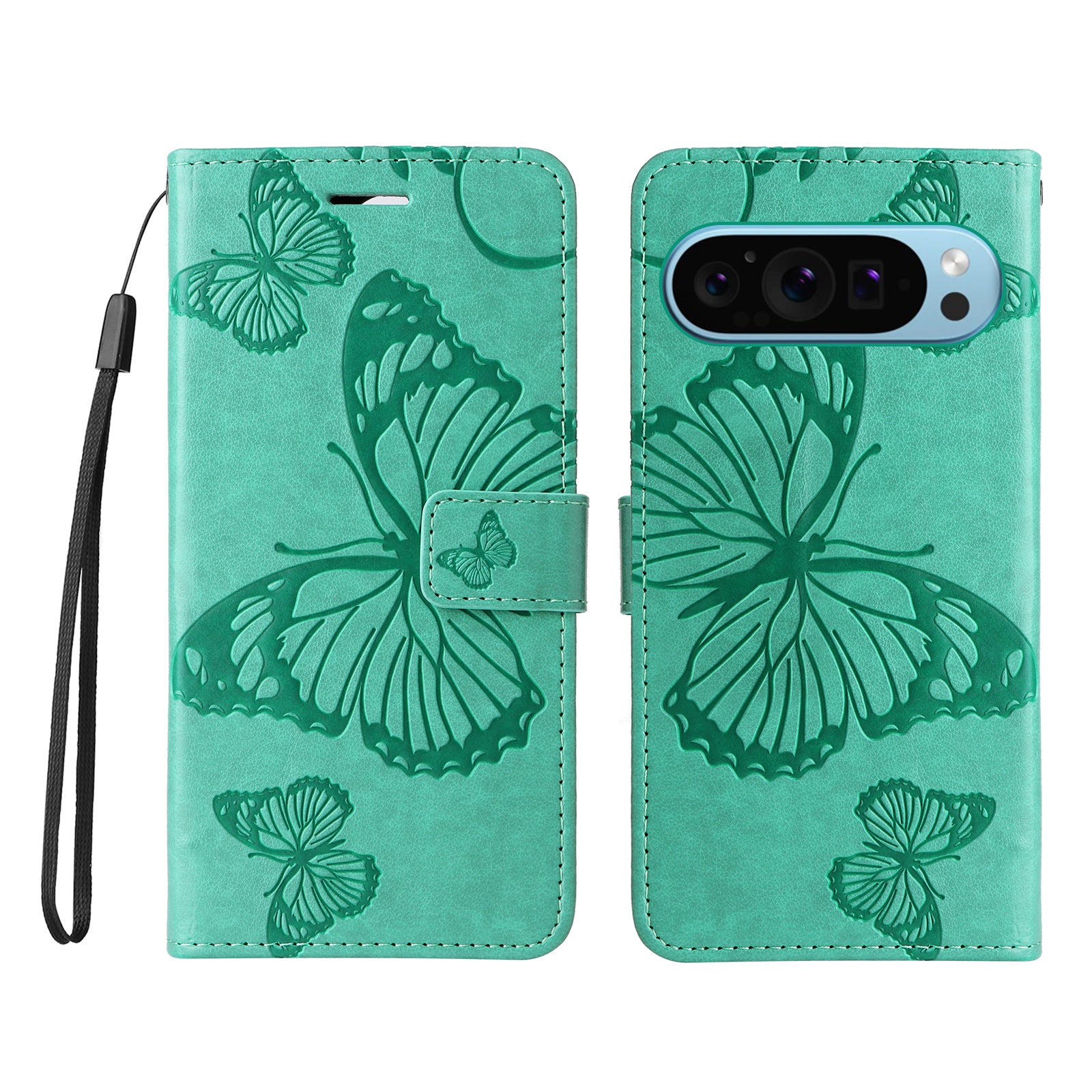 KT Imprinting Flower Series-2 For Google Pixel 9 Case Leather Phone Cover with Wallet Card Slots