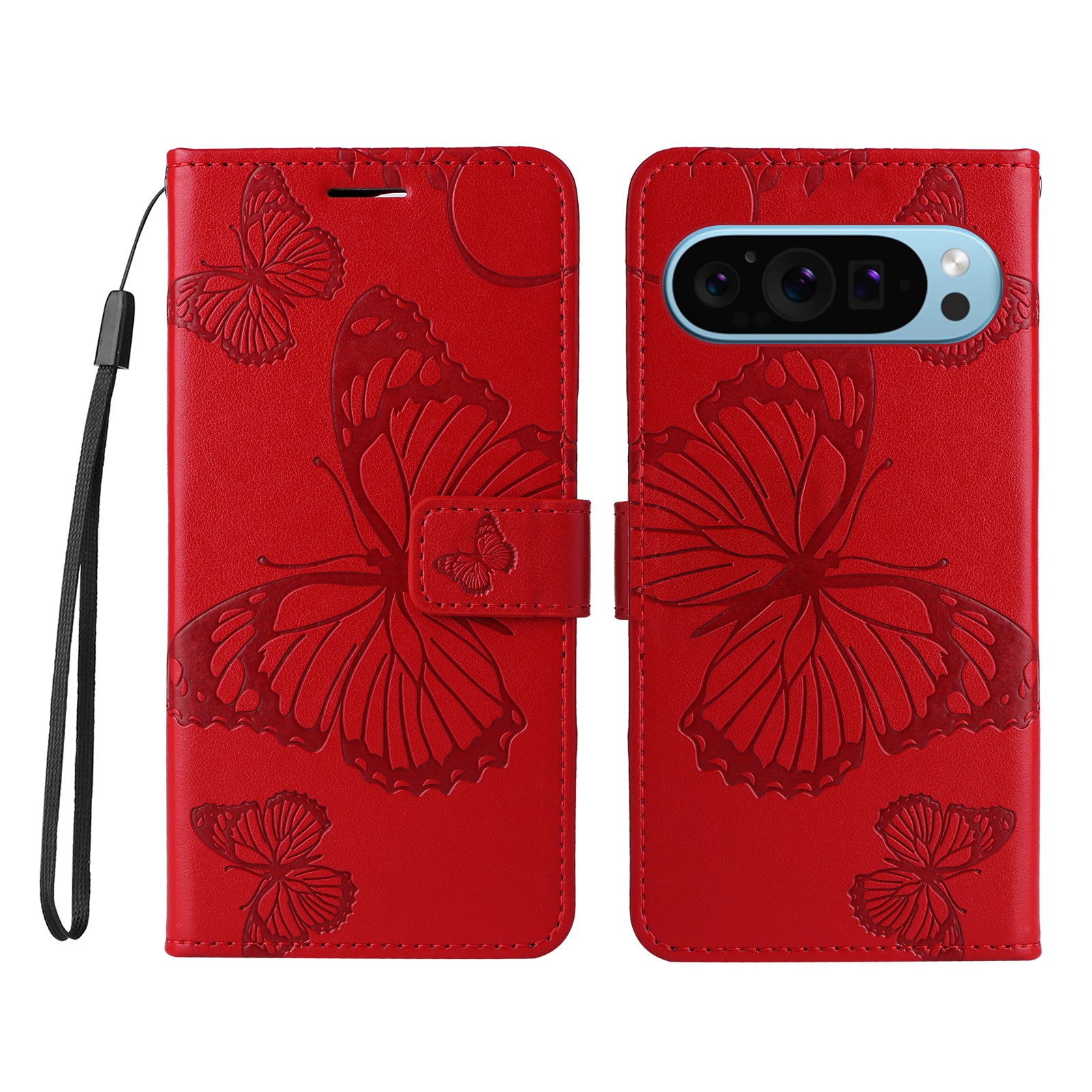 KT Imprinting Flower Series-2 For Google Pixel 9 Case Leather Phone Cover with Wallet Card Slots