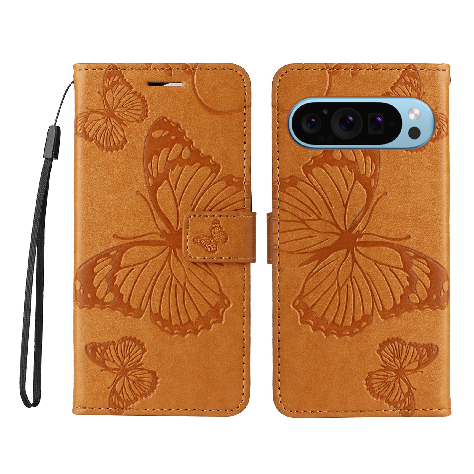 KT Imprinting Flower Series-2 For Google Pixel 9 Case Leather Phone Cover with Wallet Card Slots
