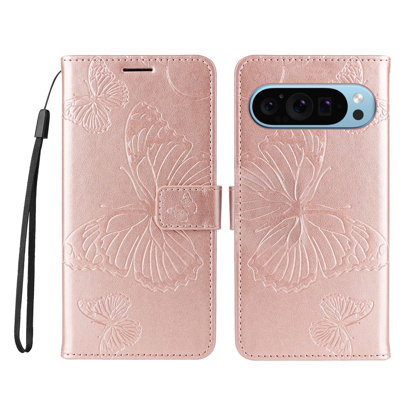 KT Imprinting Flower Series-2 For Google Pixel 9 Case Leather Phone Cover with Wallet Card Slots