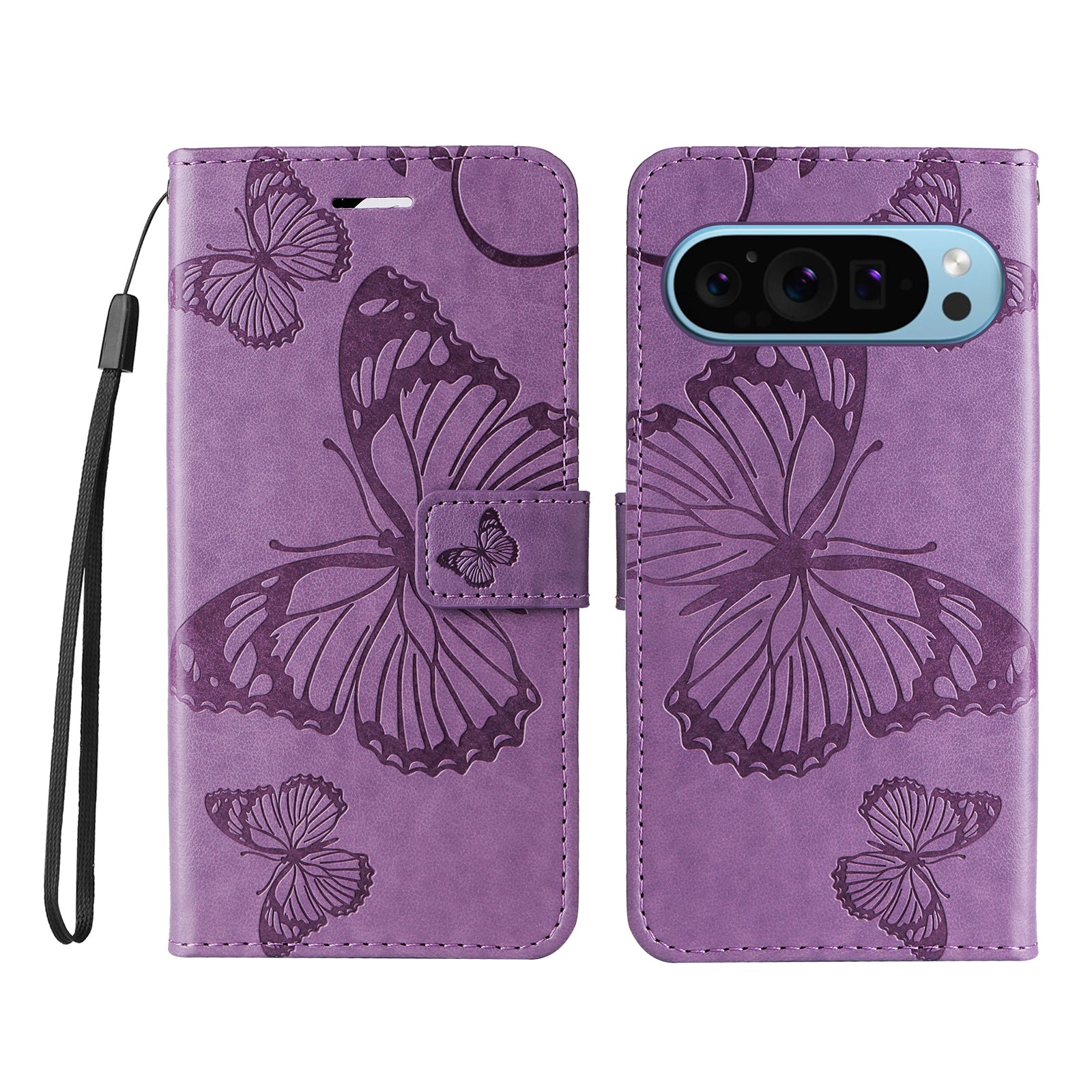 KT Imprinting Flower Series-2 For Google Pixel 9 Case Leather Phone Cover with Wallet Card Slots