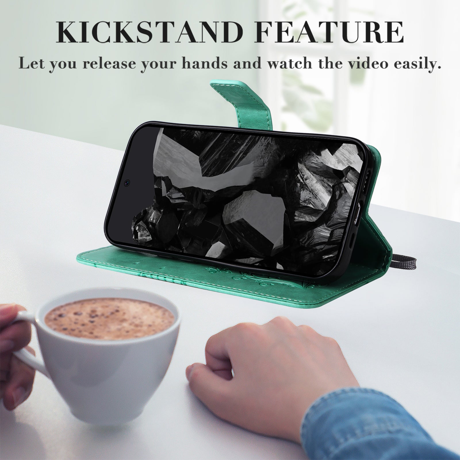 KT Imprinting Flower Series-2 For Google Pixel 9 Pro Leather Case Butterfly Phone Wallet Cover