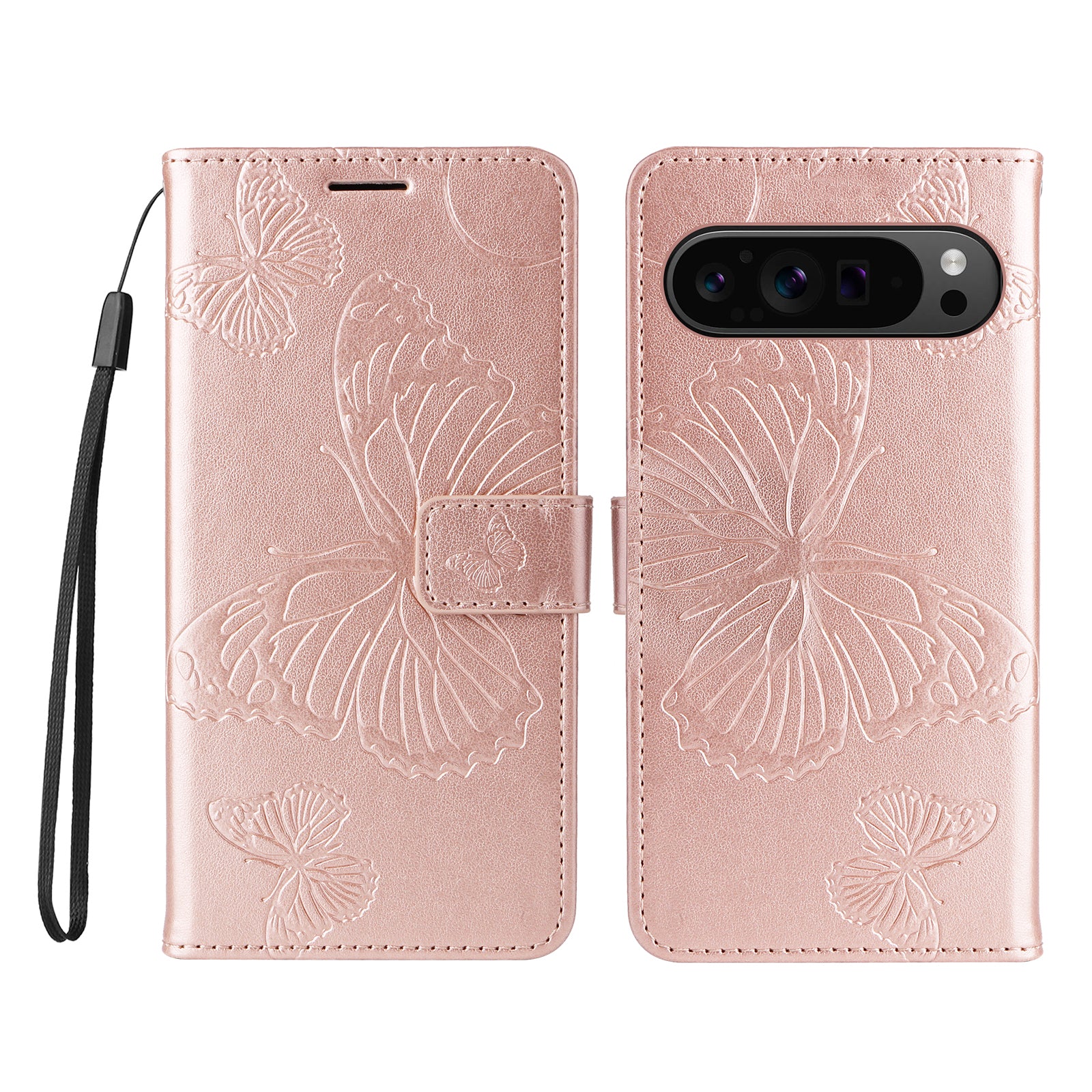 KT Imprinting Flower Series-2 For Google Pixel 9 Pro Leather Case Butterfly Phone Wallet Cover