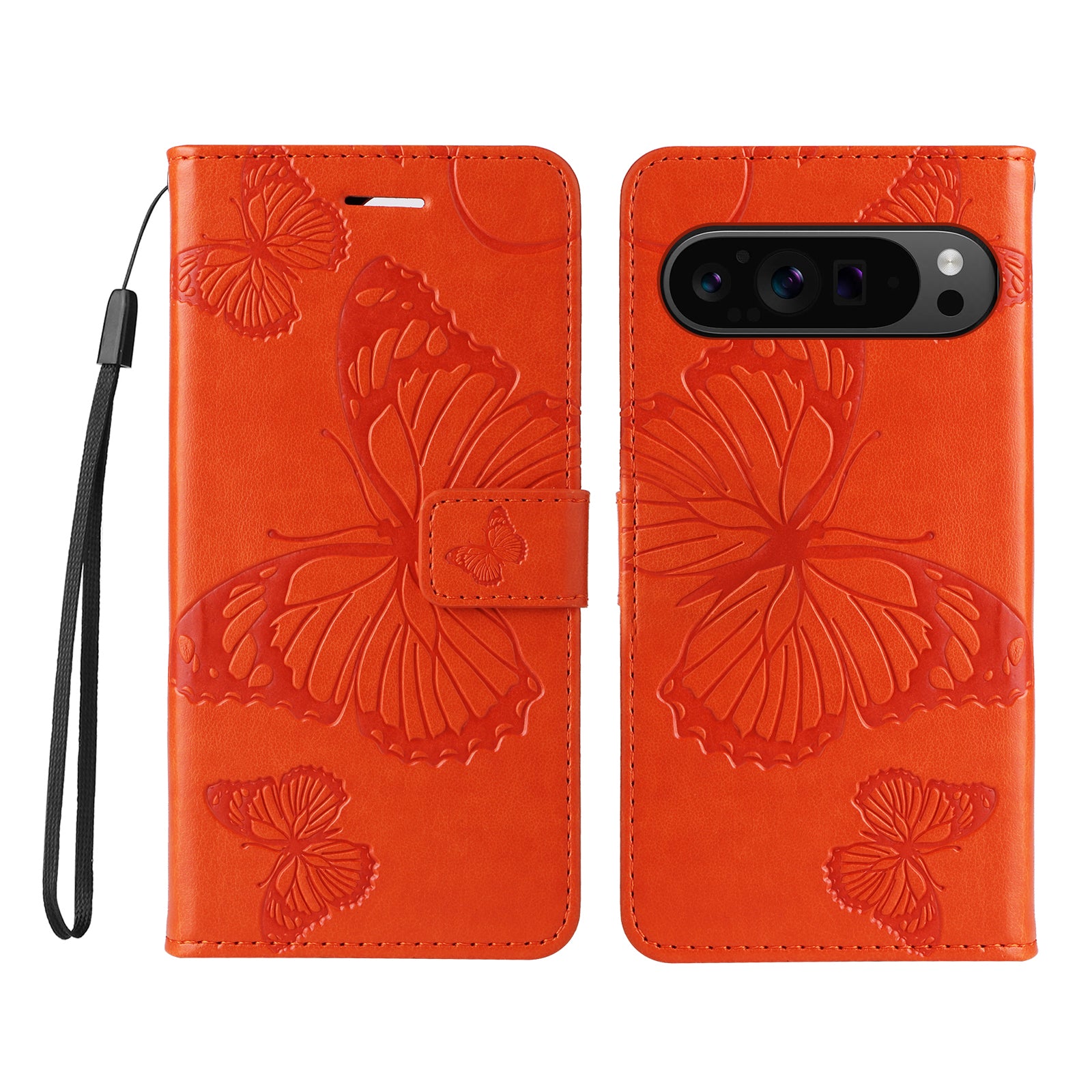 KT Imprinting Flower Series-2 For Google Pixel 9 Pro Leather Case Butterfly Phone Wallet Cover