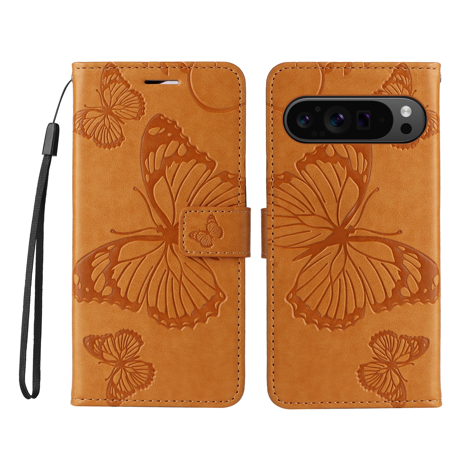 KT Imprinting Flower Series-2 For Google Pixel 9 Pro Leather Case Butterfly Phone Wallet Cover