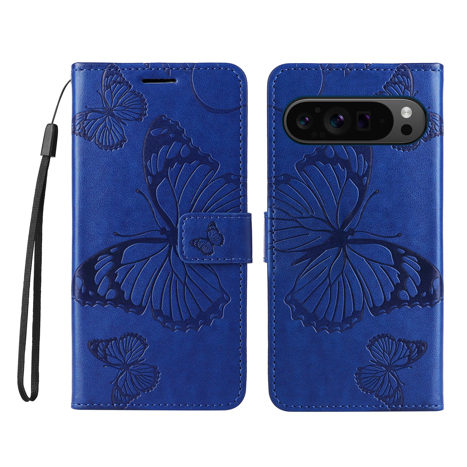 KT Imprinting Flower Series-2 For Google Pixel 9 Pro Leather Case Butterfly Phone Wallet Cover