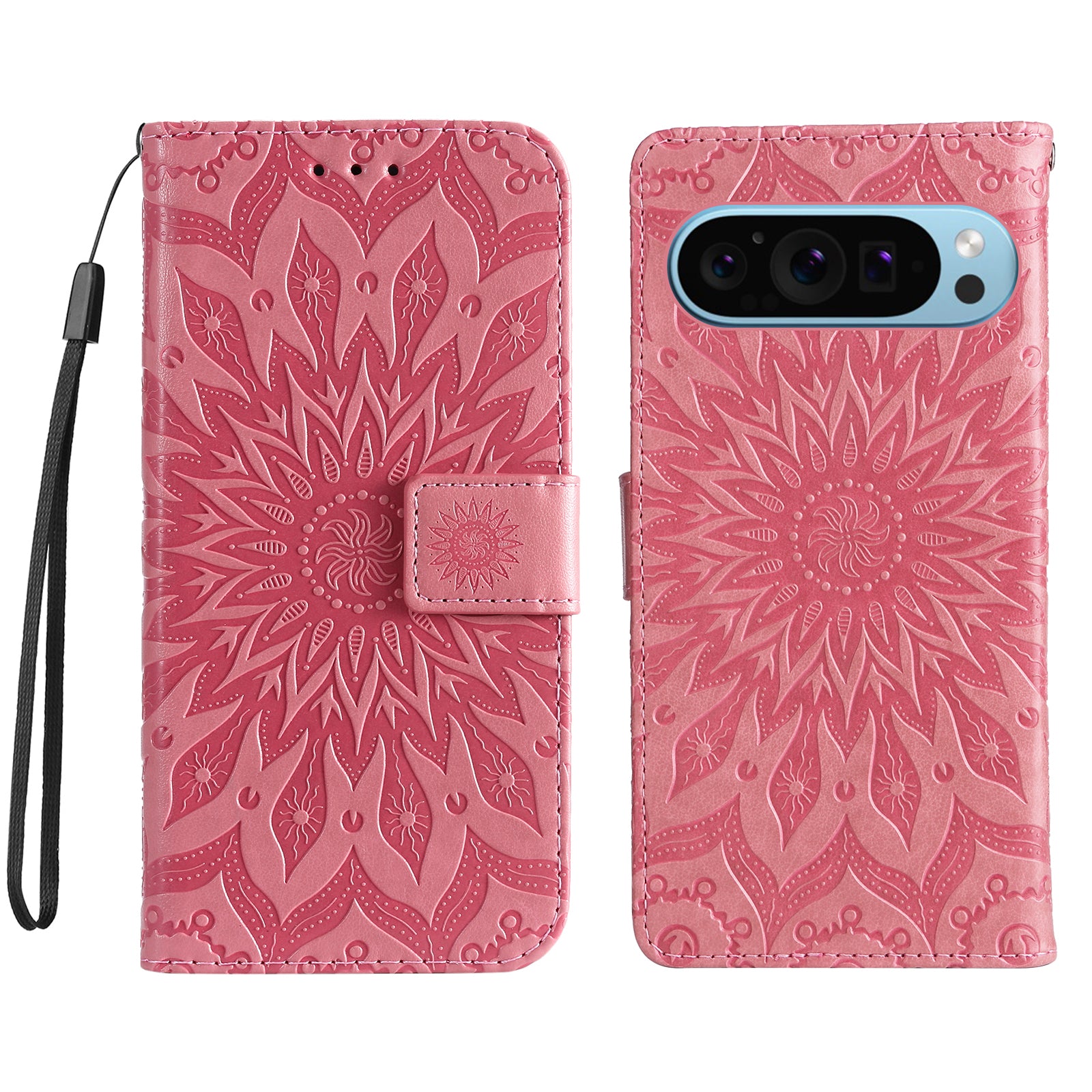 KT Imprinting Flower Series-1 For Google Pixel 9 Case Flower PU Leather Phone Wallet Cover