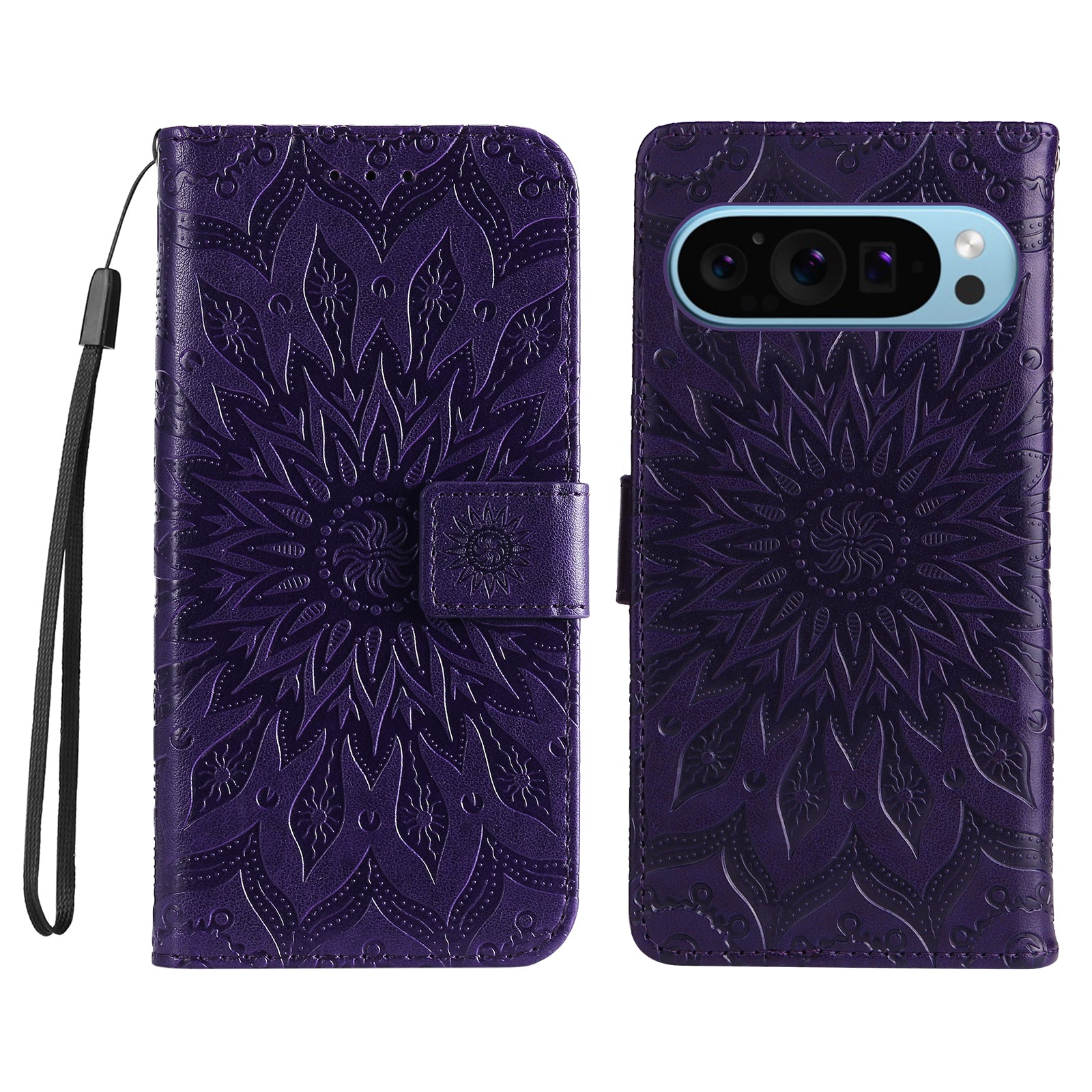 KT Imprinting Flower Series-1 For Google Pixel 9 Case Flower PU Leather Phone Wallet Cover