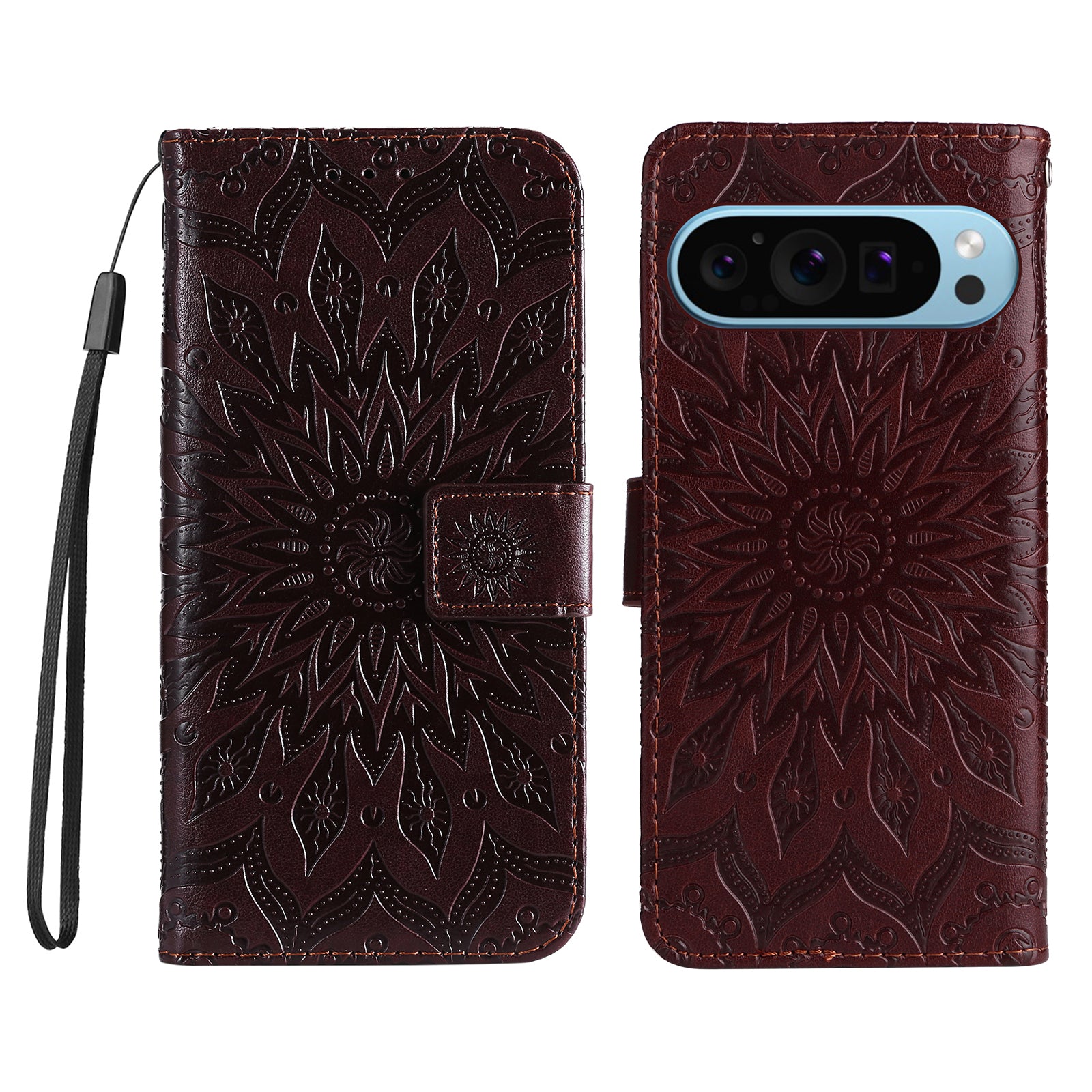 KT Imprinting Flower Series-1 For Google Pixel 9 Case Flower PU Leather Phone Wallet Cover
