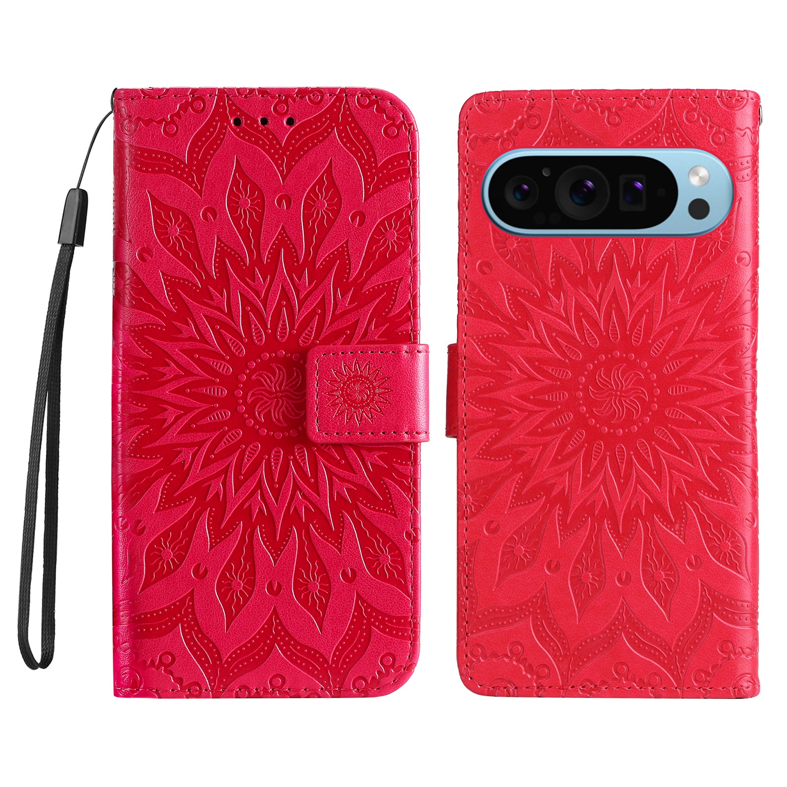 KT Imprinting Flower Series-1 For Google Pixel 9 Case Flower PU Leather Phone Wallet Cover