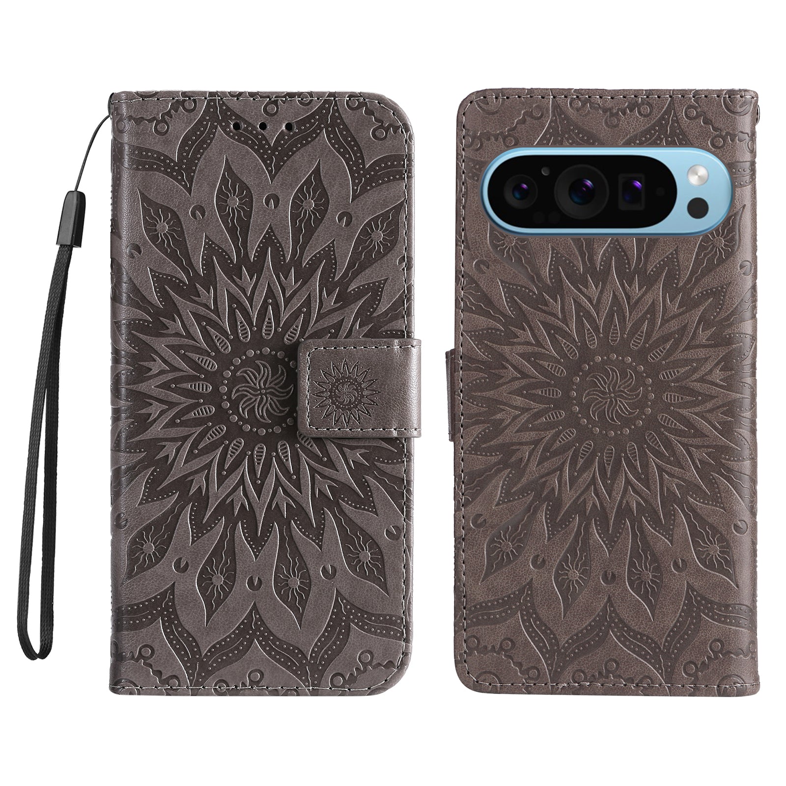 KT Imprinting Flower Series-1 For Google Pixel 9 Case Flower PU Leather Phone Wallet Cover