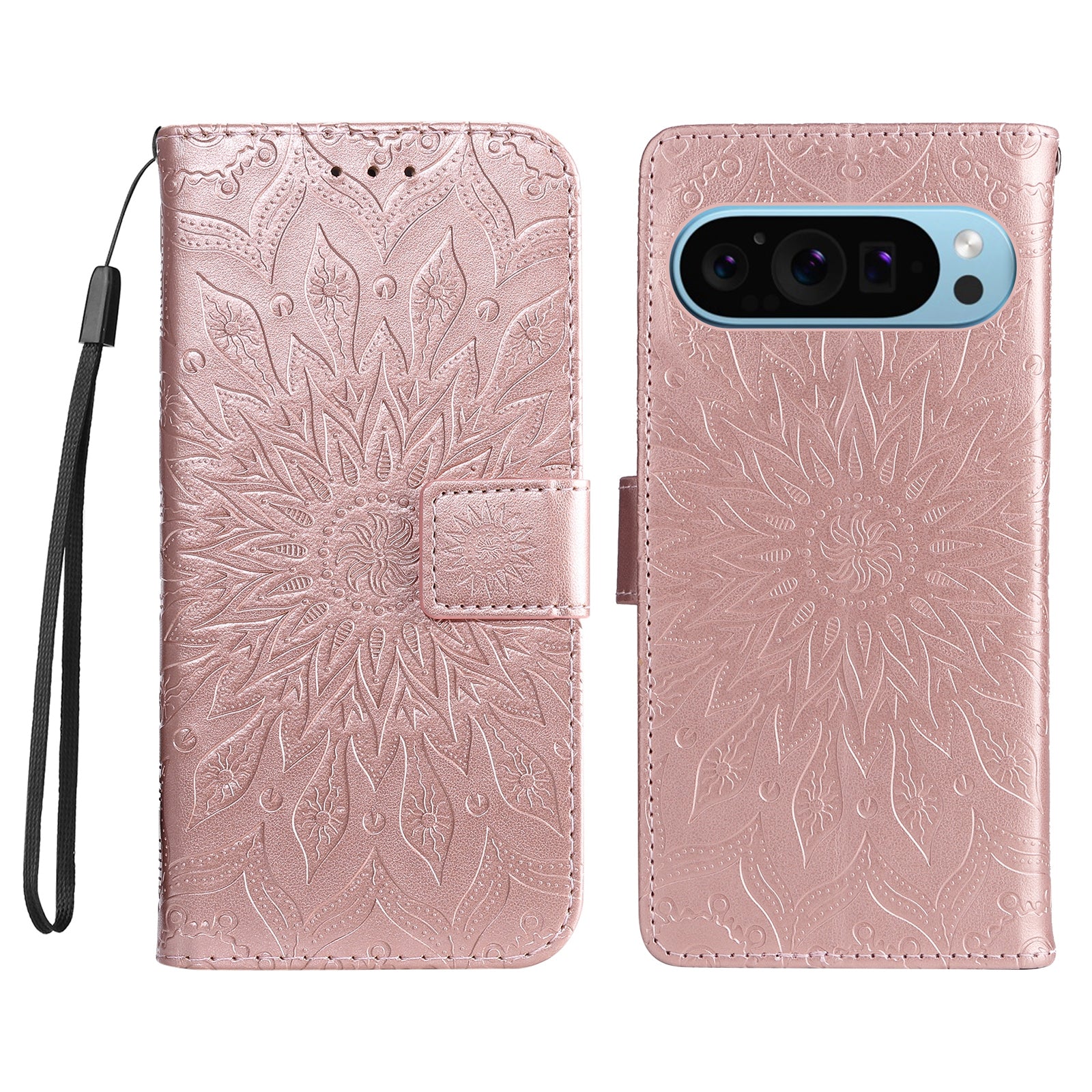 KT Imprinting Flower Series-1 For Google Pixel 9 Case Flower PU Leather Phone Wallet Cover