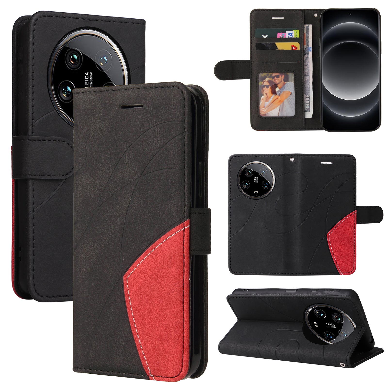 KT Leather Series-1 For Xiaomi 14 Ultra Wallet Cover Dual-Color Splicing Leather Anti-Drop Phone Case