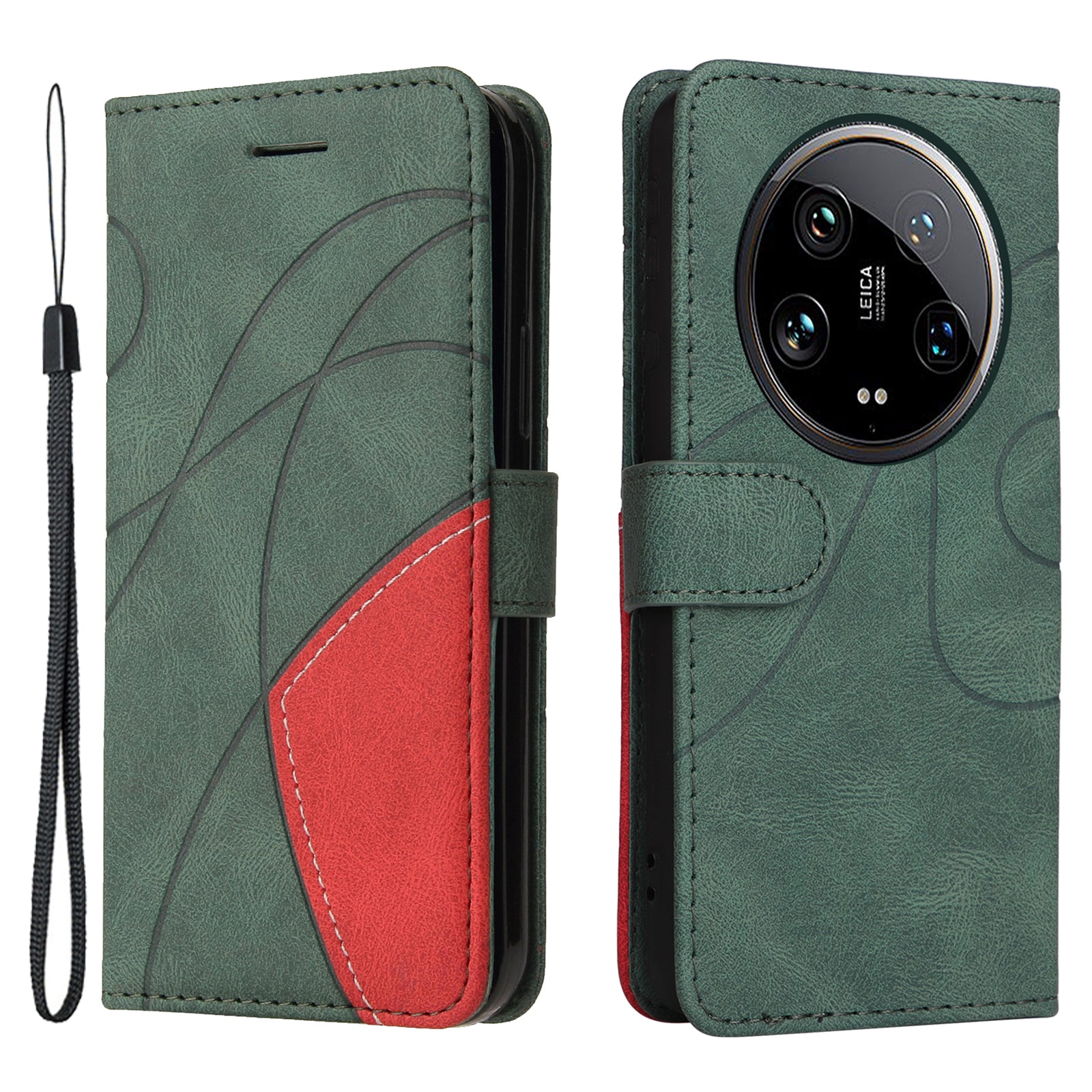 KT Leather Series-1 For Xiaomi 14 Ultra Wallet Cover Dual-Color Splicing Leather Anti-Drop Phone Case