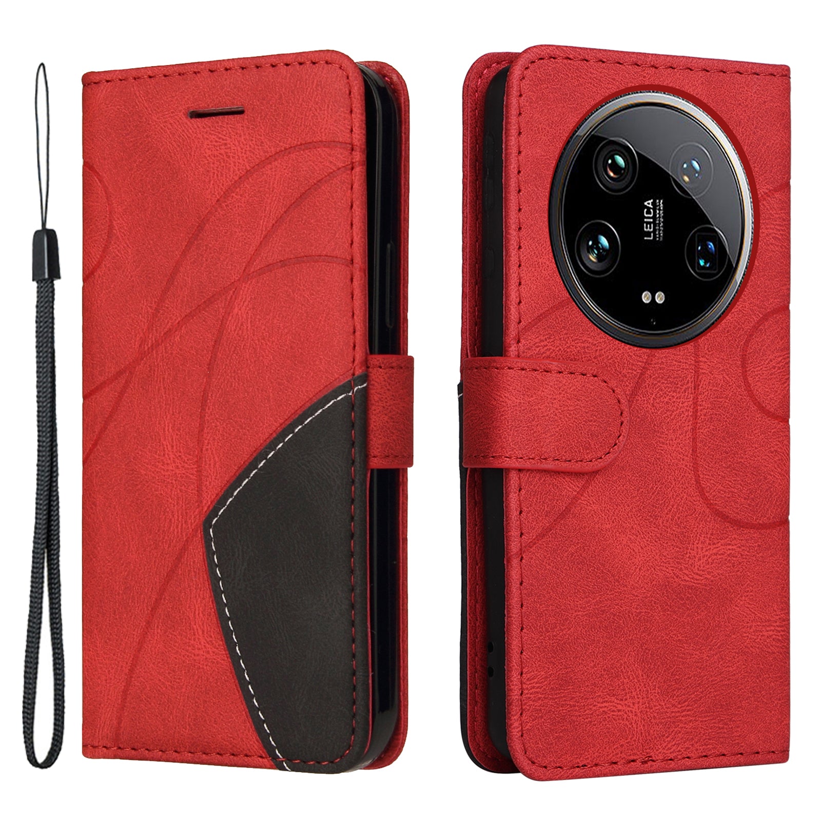 KT Leather Series-1 For Xiaomi 14 Ultra Wallet Cover Dual-Color Splicing Leather Anti-Drop Phone Case