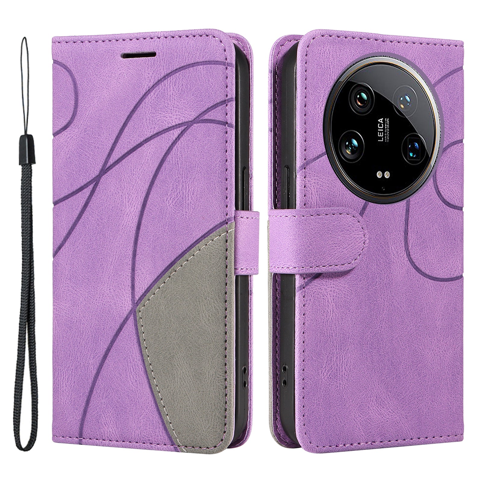 KT Leather Series-1 For Xiaomi 14 Ultra Wallet Cover Dual-Color Splicing Leather Anti-Drop Phone Case