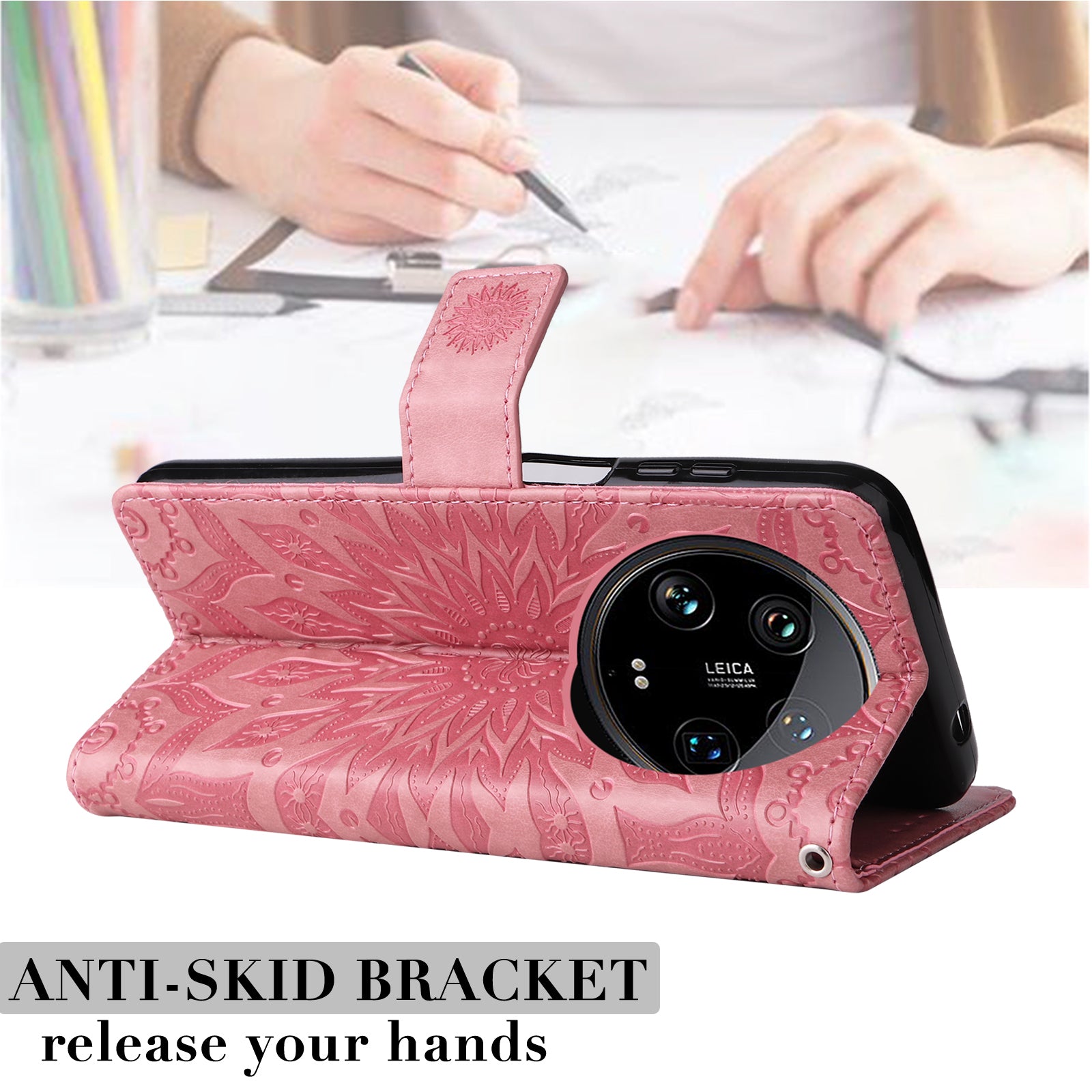 KT Imprinting Flower Series-1 For Xiaomi 14 Ultra Case Leather Wallet Phone Cover with Stand