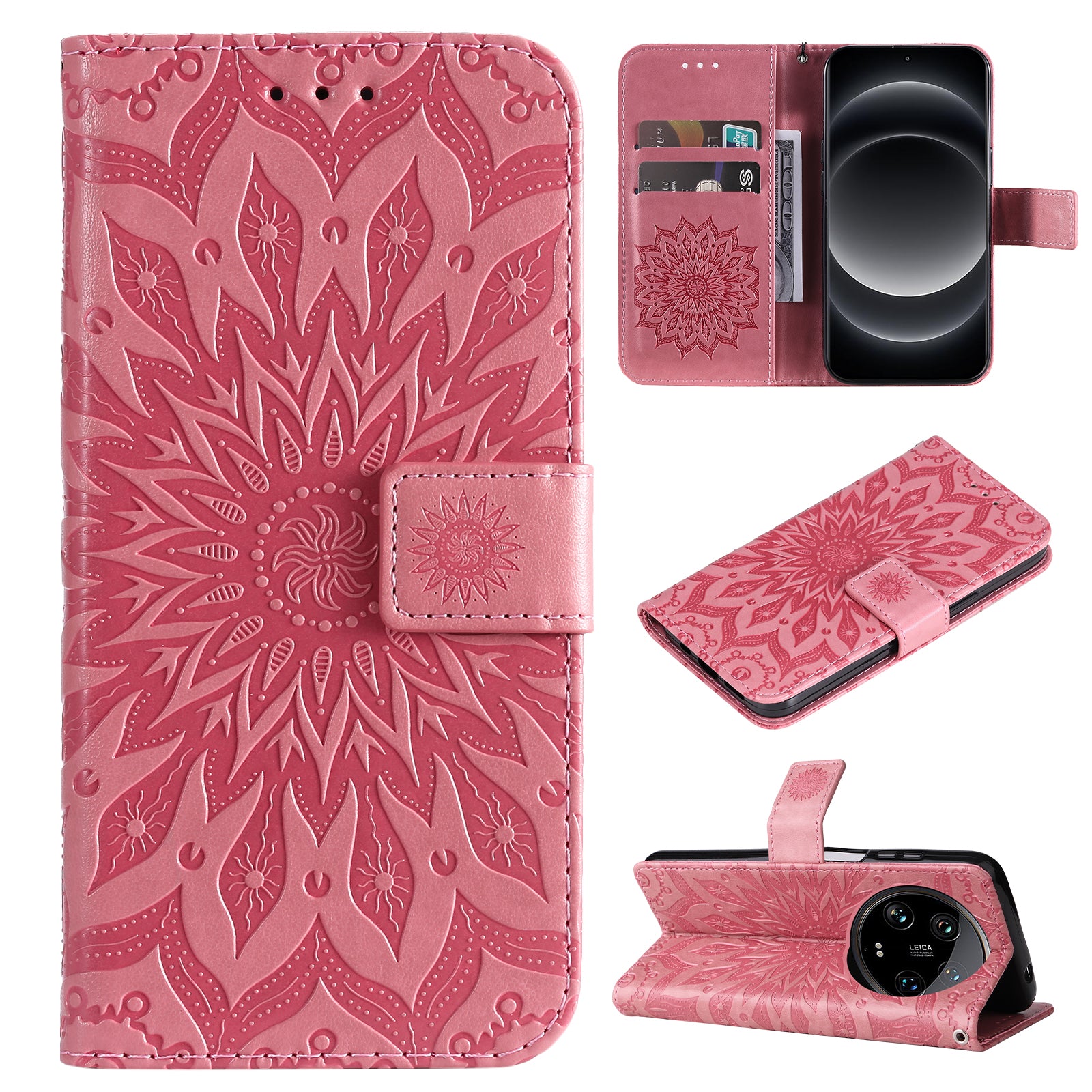 KT Imprinting Flower Series-1 For Xiaomi 14 Ultra Case Leather Wallet Phone Cover with Stand