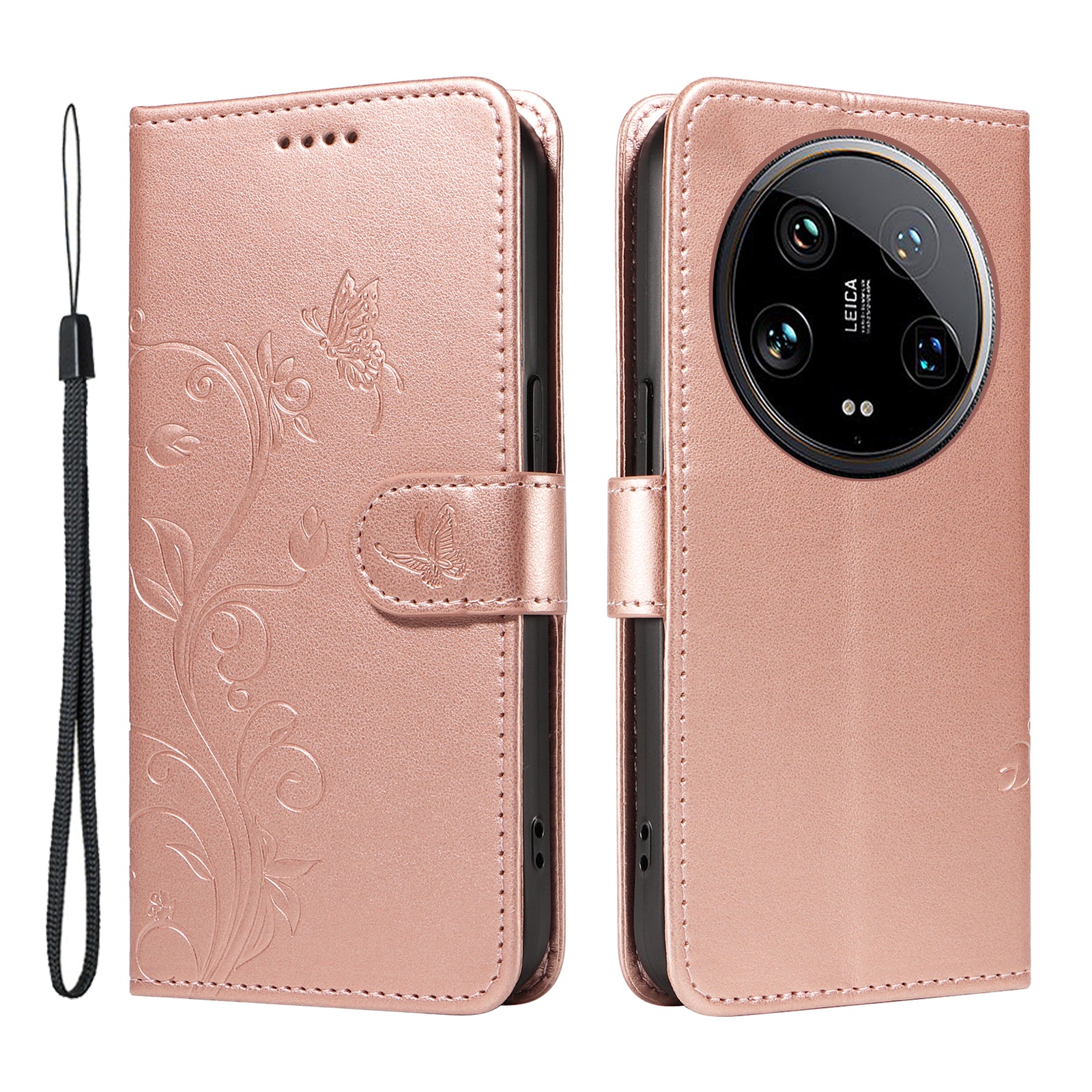 For Xiaomi 14 Ultra Leather Case Butterfly Flower Pattern Imprinted Wallet Phone Cover