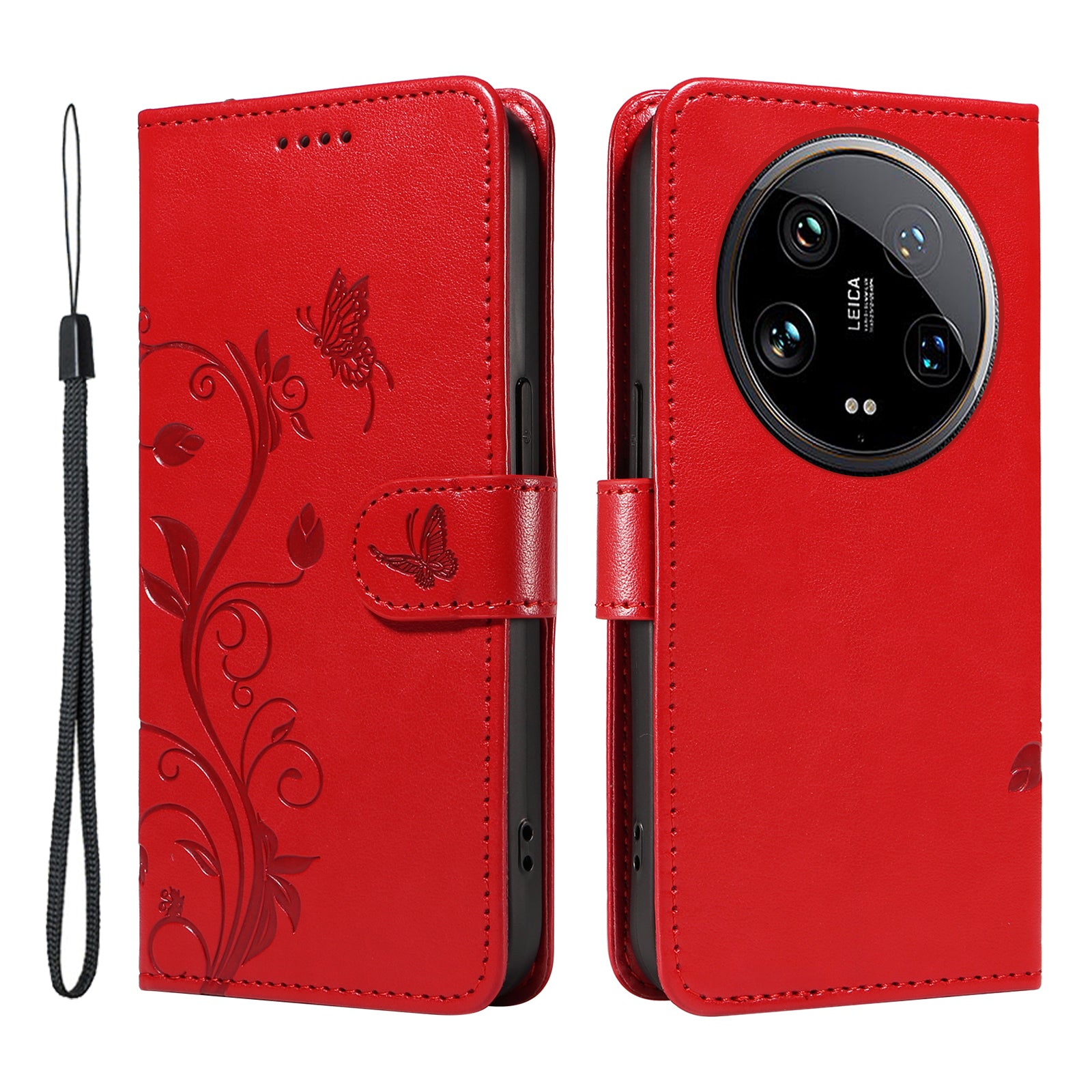 For Xiaomi 14 Ultra Leather Case Butterfly Flower Pattern Imprinted Wallet Phone Cover