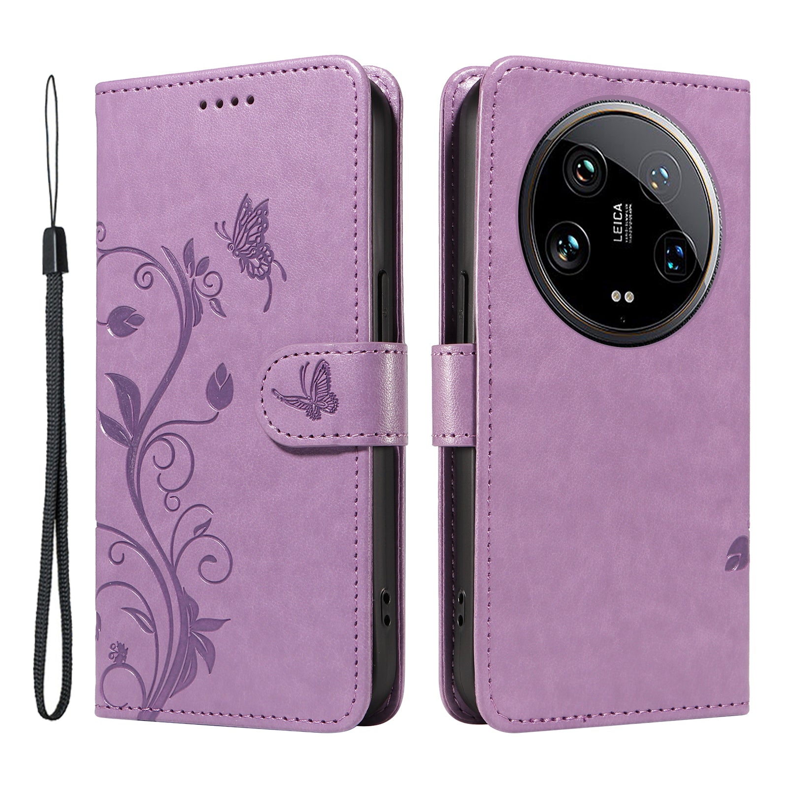 For Xiaomi 14 Ultra Leather Case Butterfly Flower Pattern Imprinted Wallet Phone Cover