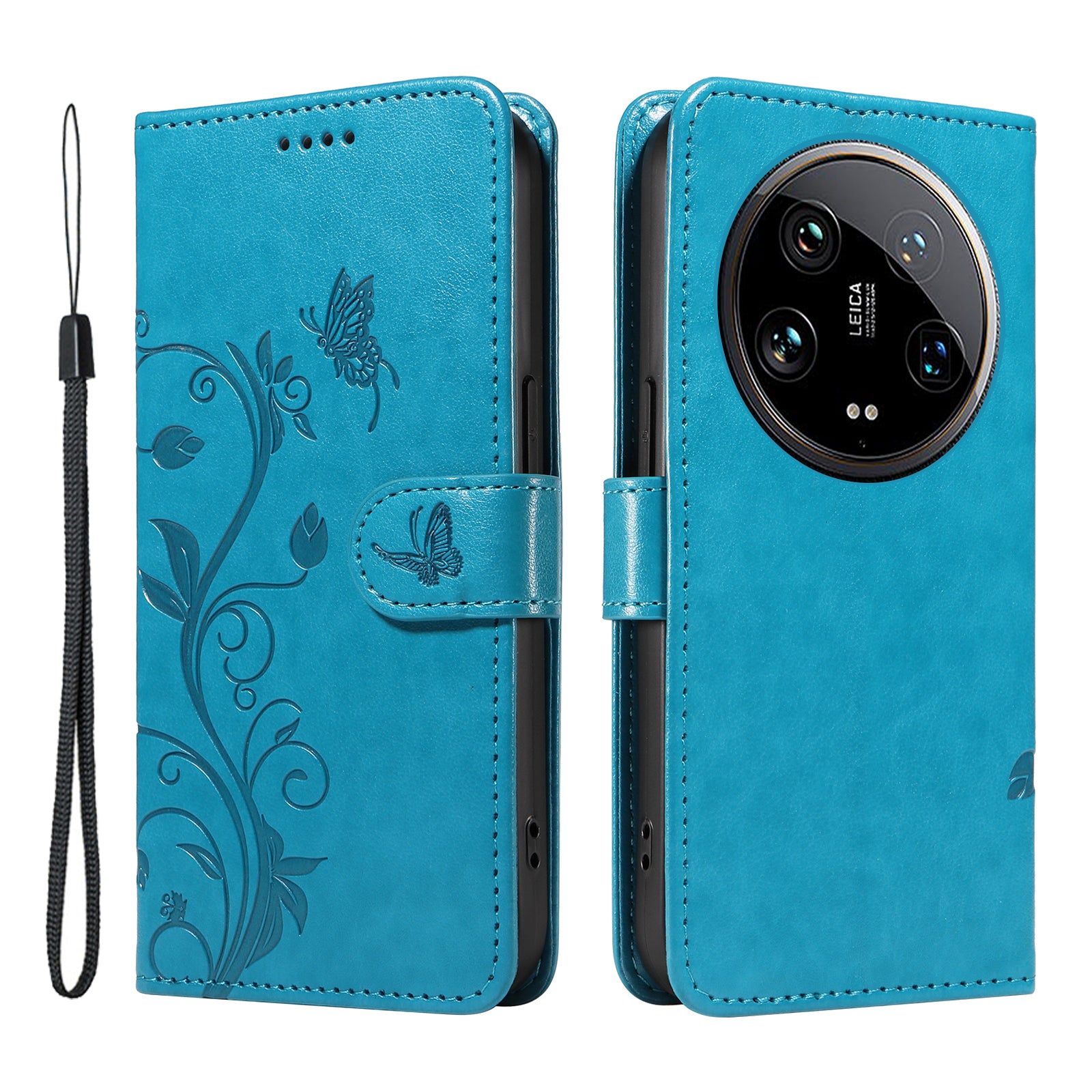 For Xiaomi 14 Ultra Leather Case Butterfly Flower Pattern Imprinted Wallet Phone Cover