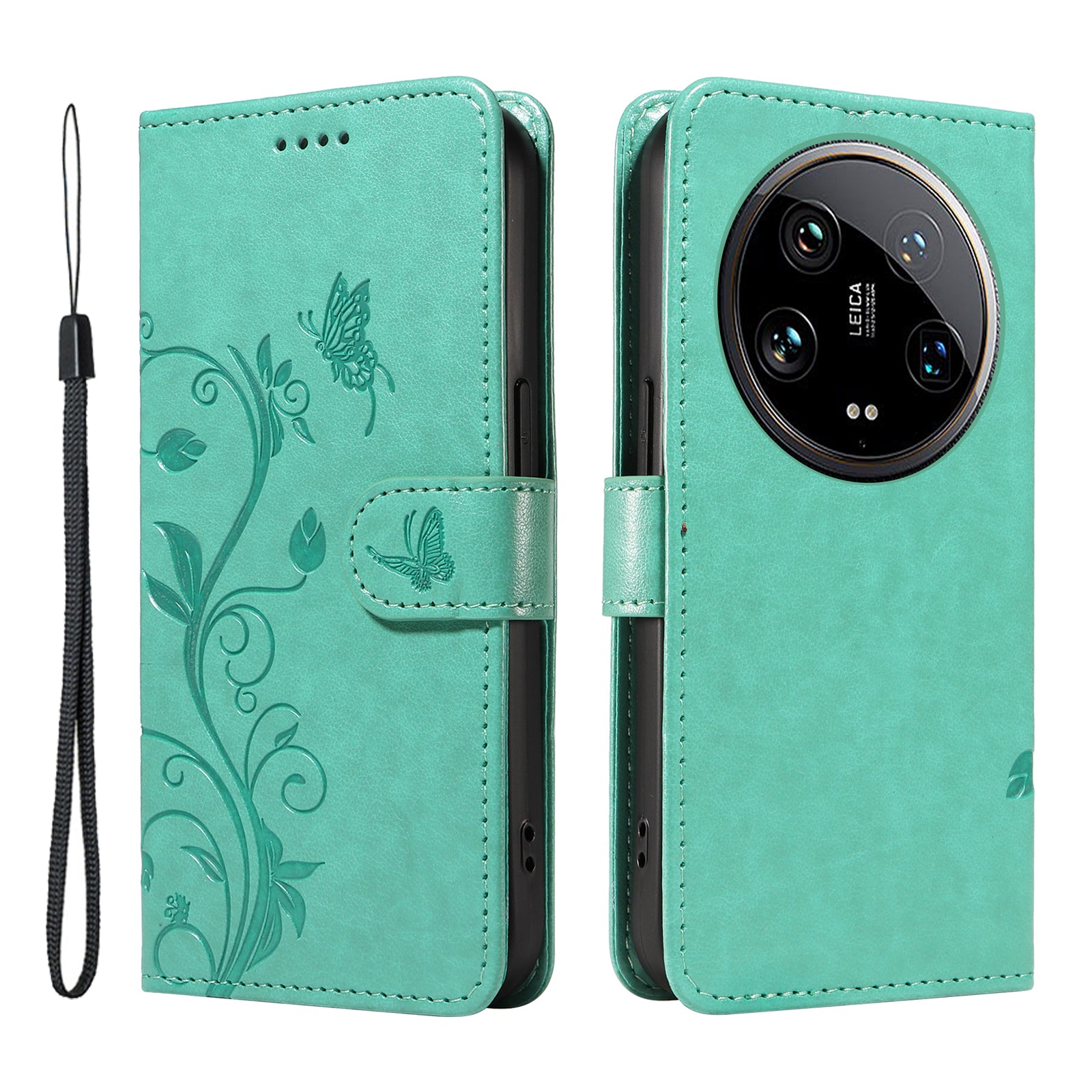 For Xiaomi 14 Ultra Leather Case Butterfly Flower Pattern Imprinted Wallet Phone Cover