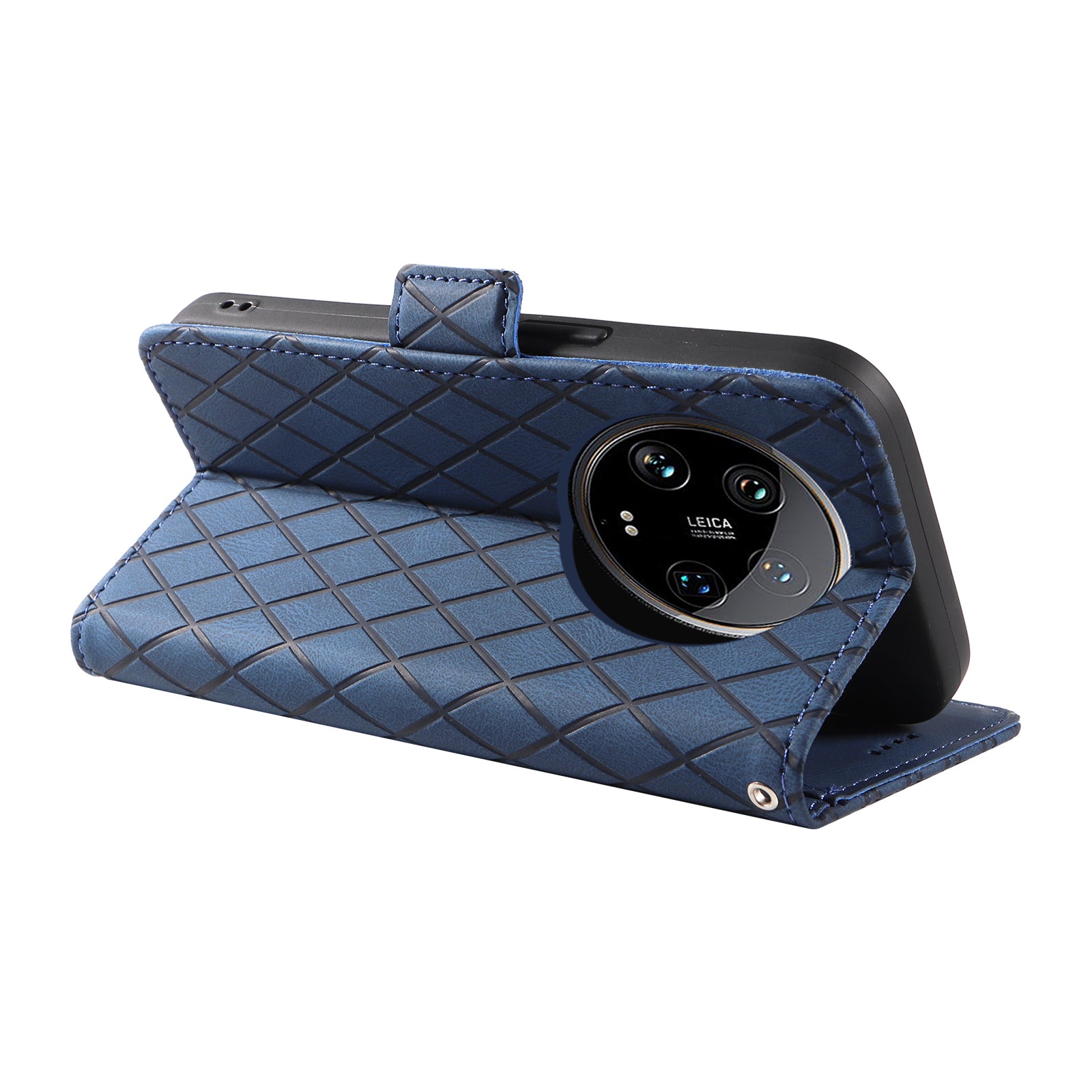 For Xiaomi 14 Ultra Case Imprinted Rhombus Grid Pattern Wallet Phone Cover