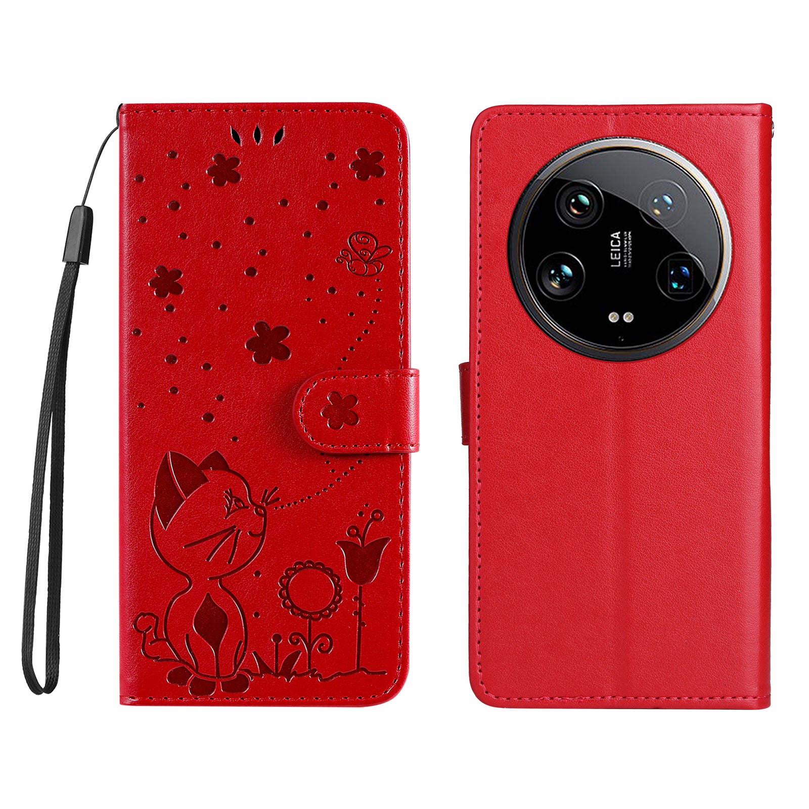 KT Imprinting Flower Series-4 For Xiaomi 14 Ultra Cover Leather Phone Case with Wallet Card Holder