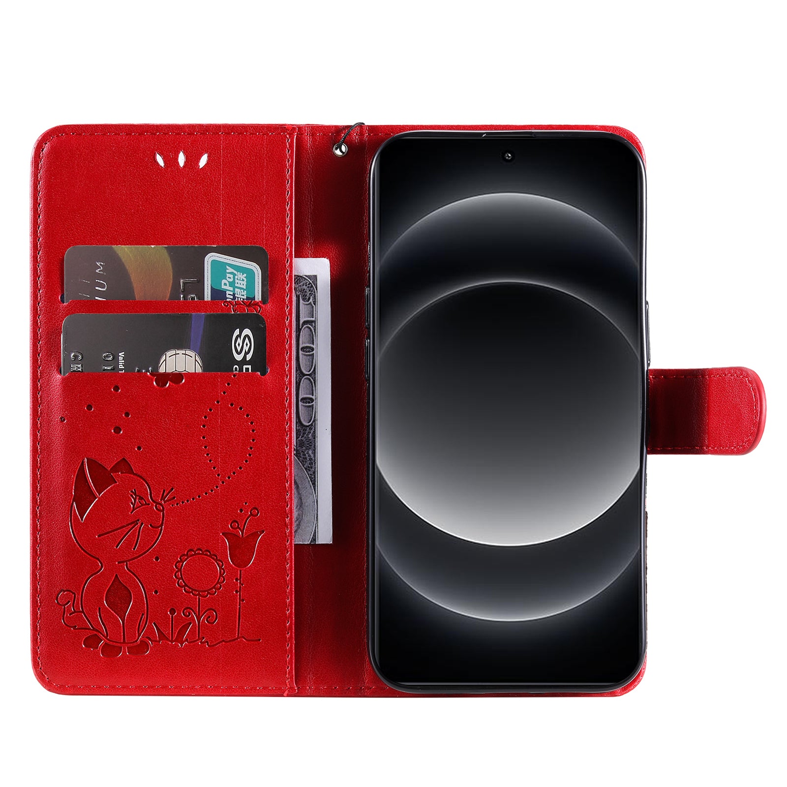 KT Imprinting Flower Series-4 For Xiaomi 14 Ultra Cover Leather Phone Case with Wallet Card Holder