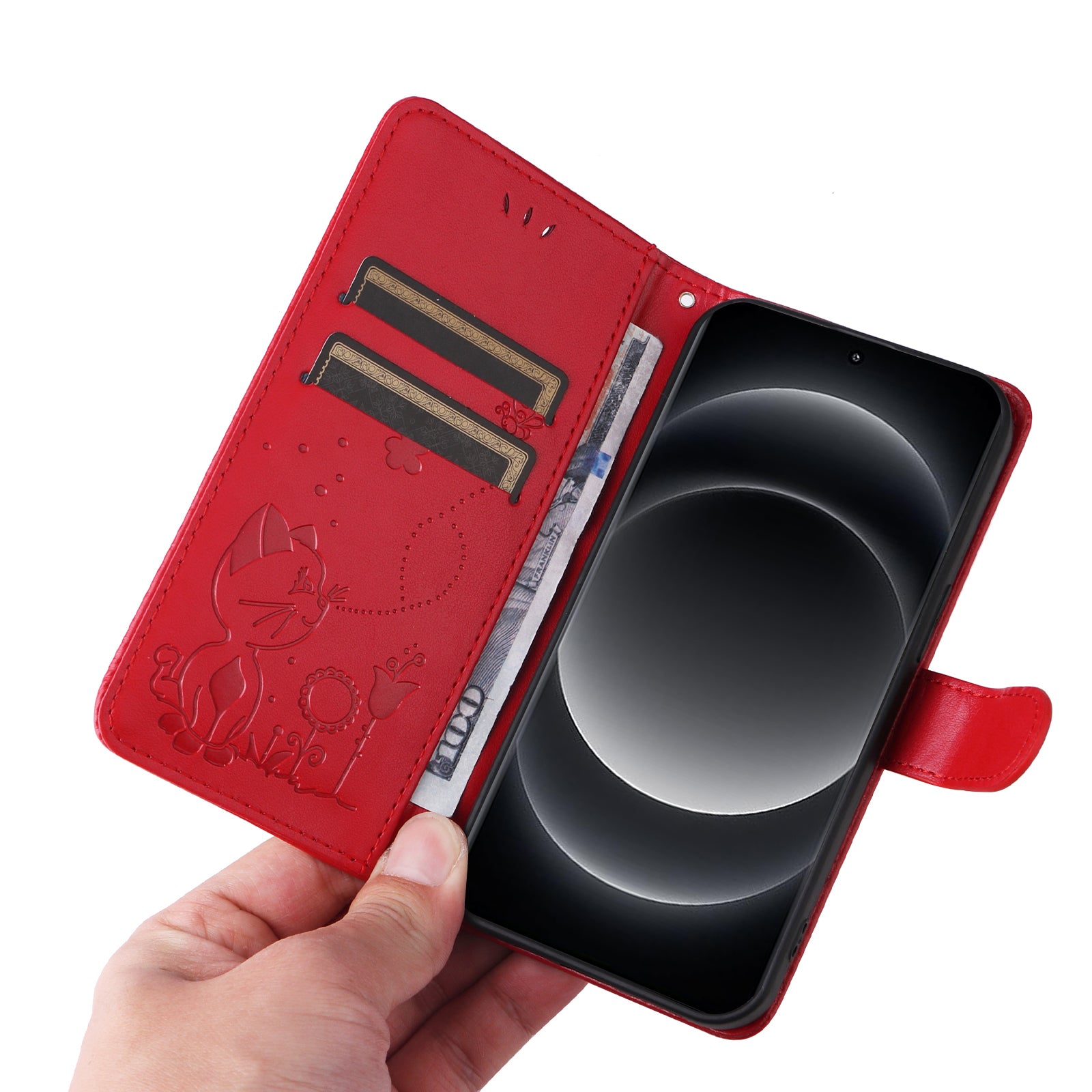 KT Imprinting Flower Series-4 For Xiaomi 14 Ultra Cover Leather Phone Case with Wallet Card Holder