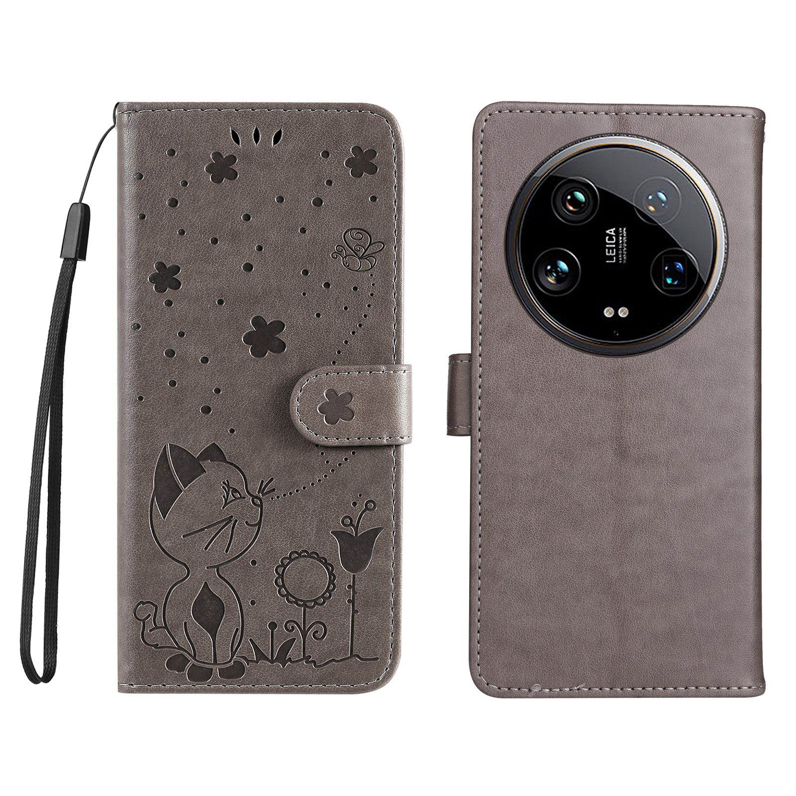 KT Imprinting Flower Series-4 For Xiaomi 14 Ultra Cover Leather Phone Case with Wallet Card Holder