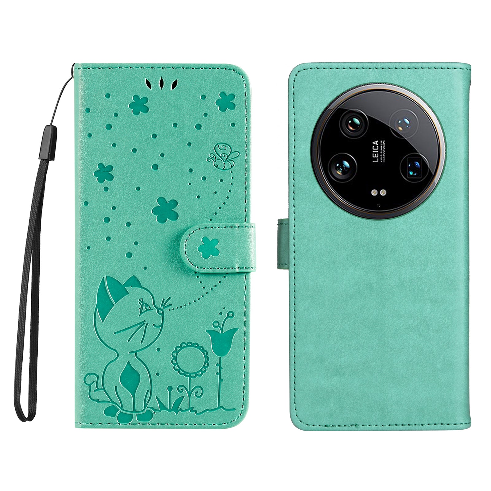 KT Imprinting Flower Series-4 For Xiaomi 14 Ultra Cover Leather Phone Case with Wallet Card Holder