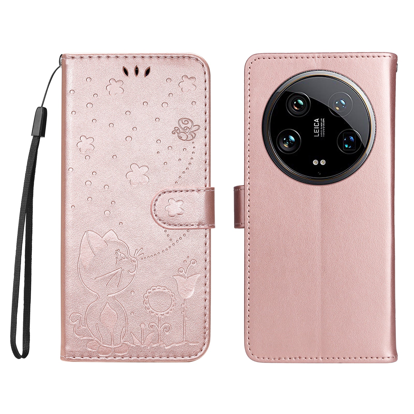 KT Imprinting Flower Series-4 For Xiaomi 14 Ultra Cover Leather Phone Case with Wallet Card Holder