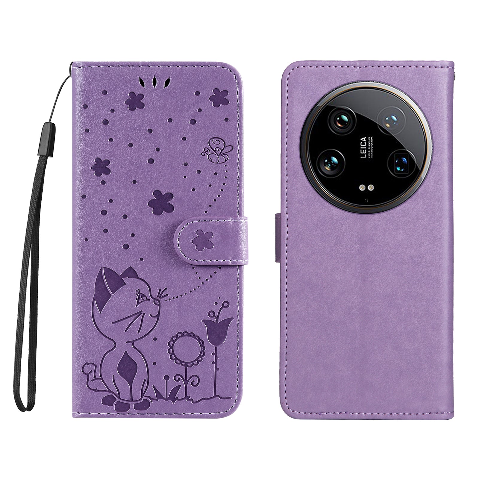 KT Imprinting Flower Series-4 For Xiaomi 14 Ultra Cover Leather Phone Case with Wallet Card Holder