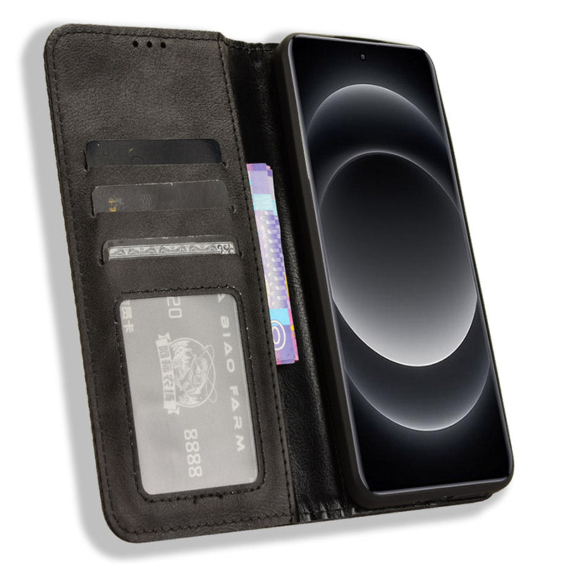 For Xiaomi 14 Ultra Case Vintage Leather Magnetic Flip Phone Cover