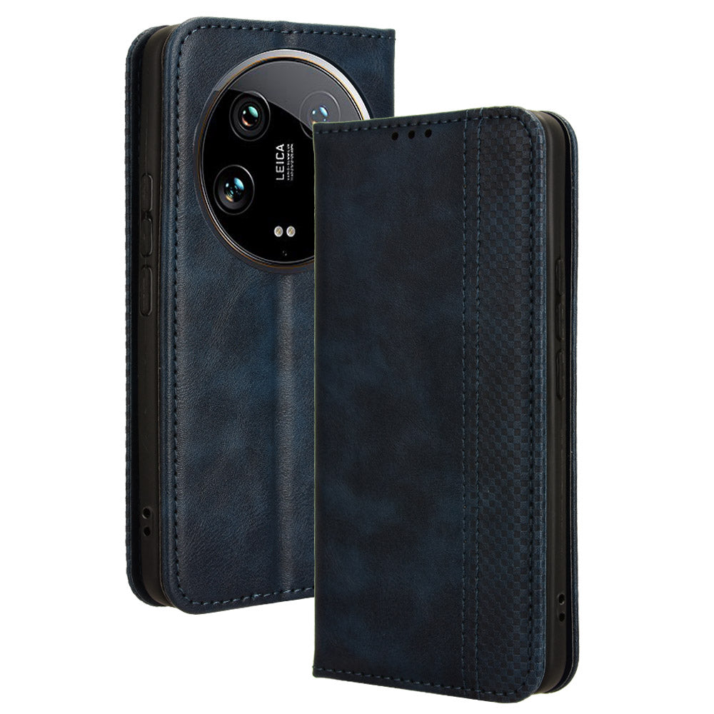 For Xiaomi 14 Ultra Case Vintage Leather Magnetic Flip Phone Cover