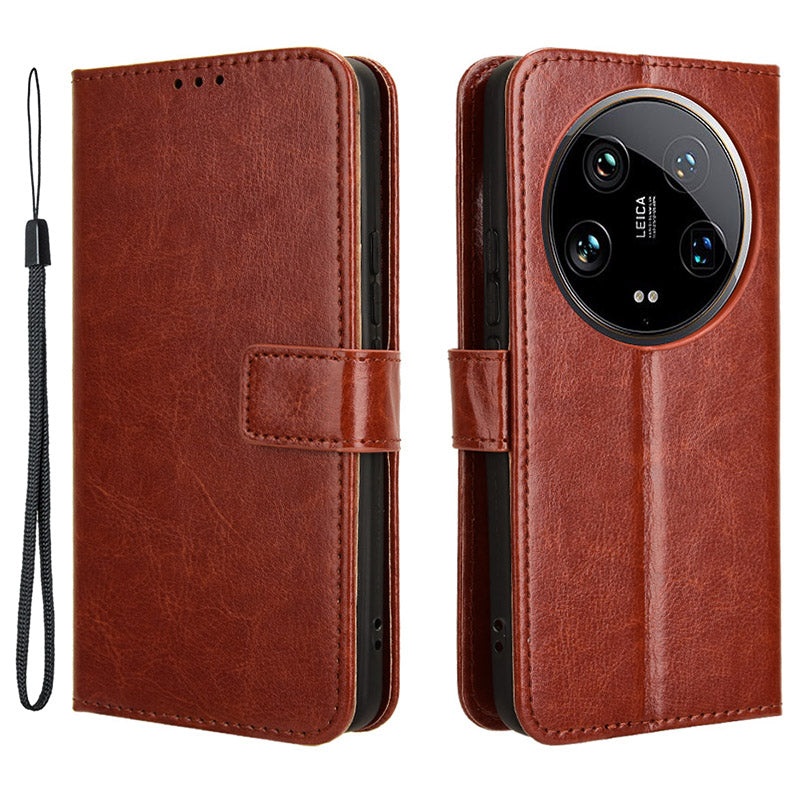 For Xiaomi 14 Ultra Leather Cover Wallet Crazy Horse Texture Shockproof Phone Case
