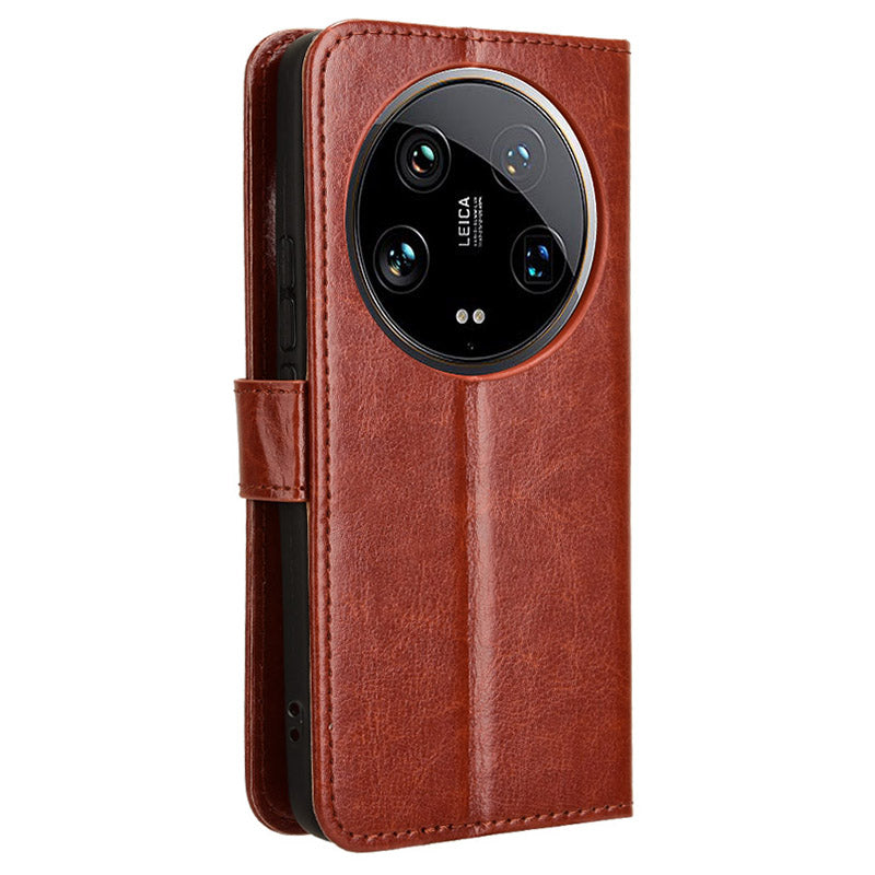 For Xiaomi 14 Ultra Leather Cover Wallet Crazy Horse Texture Shockproof Phone Case