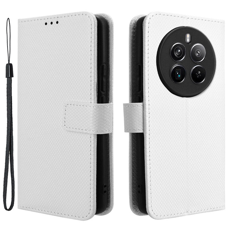 For Realme 12+ 5G / Narzo 70 Pro 5G Case PU Leather Diamond Texture Stand Protective Phone Cover