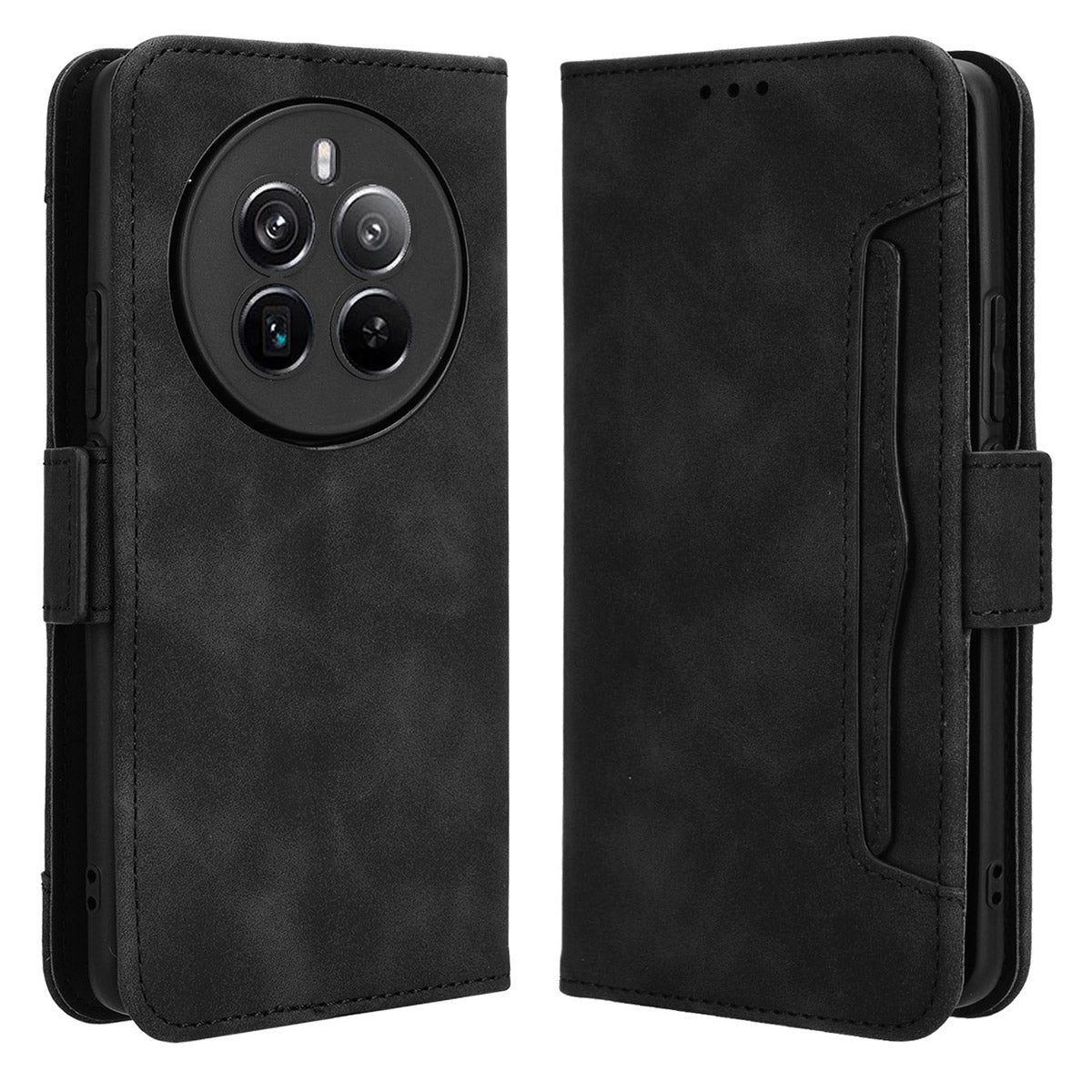 For Realme 12+ 5G / Narzo 70 Pro 5G Case PU Leather Stand Multiple Card Holders Phone Cover