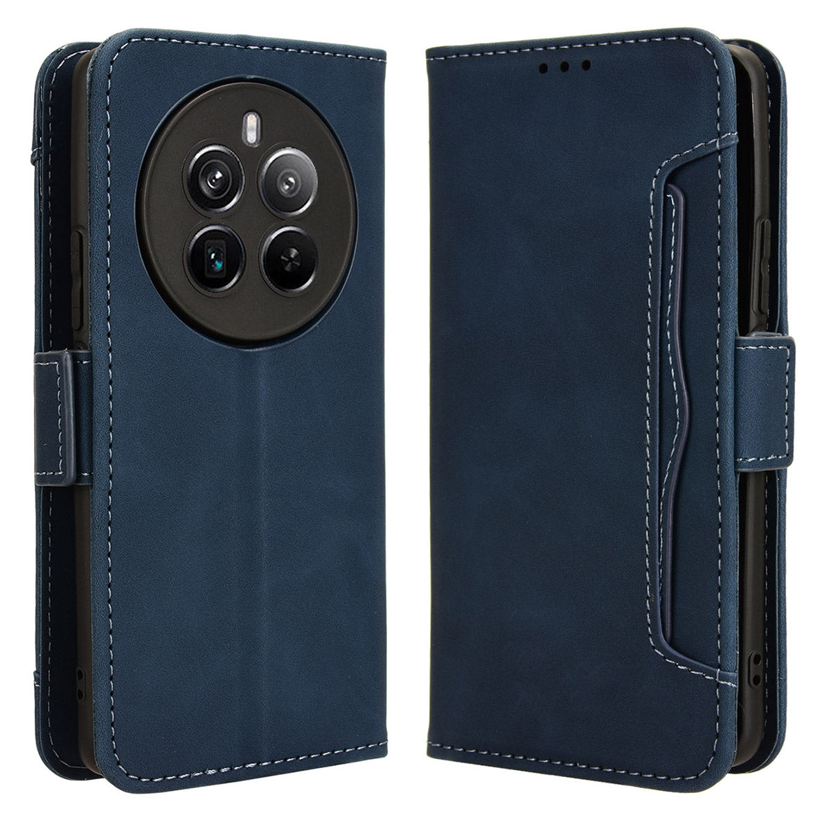 For Realme 12+ 5G / Narzo 70 Pro 5G Case PU Leather Stand Multiple Card Holders Phone Cover