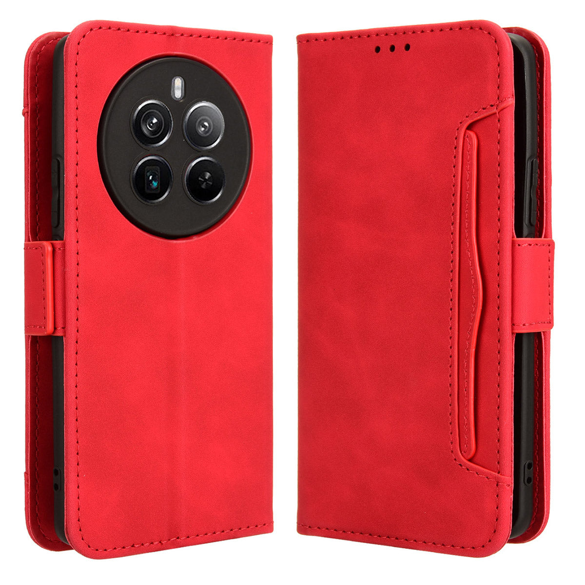 For Realme 12+ 5G / Narzo 70 Pro 5G Case PU Leather Stand Multiple Card Holders Phone Cover