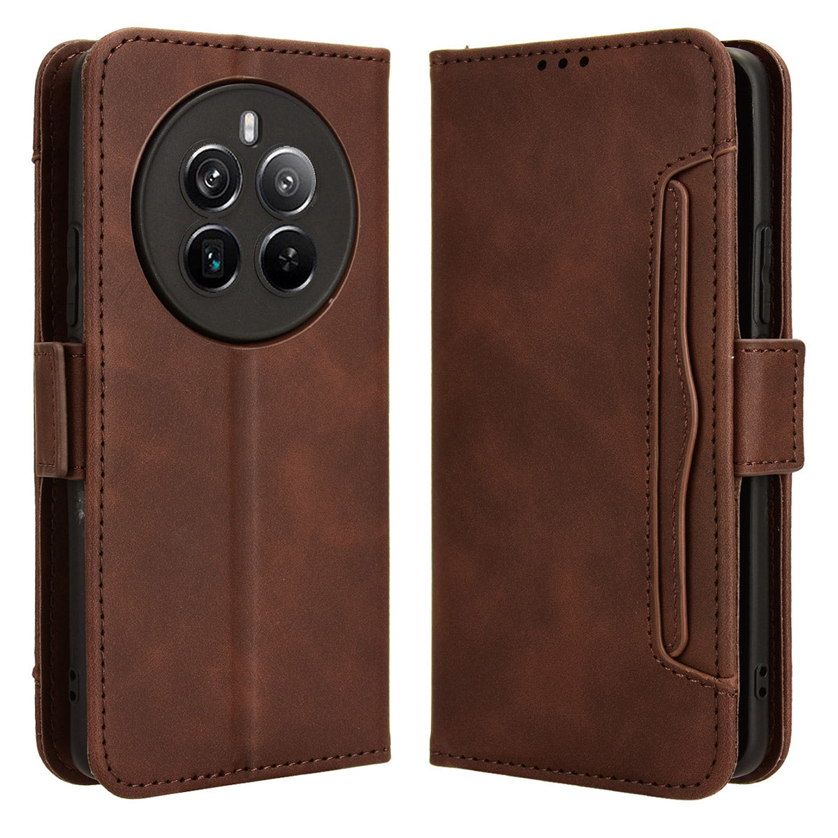 For Realme 12+ 5G / Narzo 70 Pro 5G Case PU Leather Stand Multiple Card Holders Phone Cover