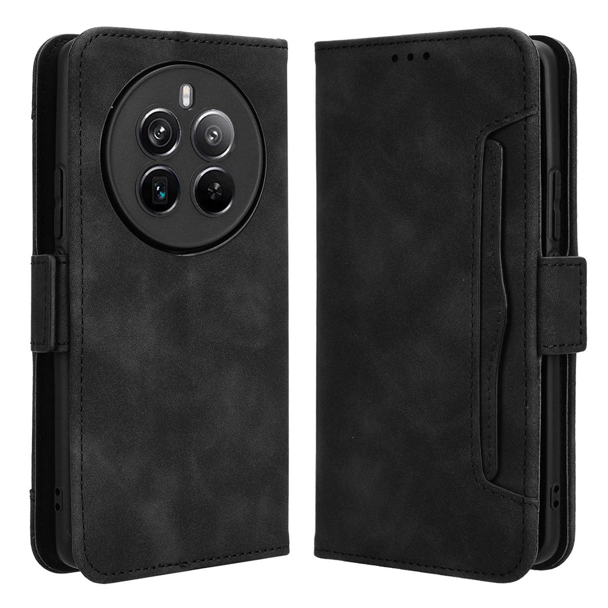 For Realme 12 Pro 5G / 12 Pro+ 5G Case PU Leather Stand Multiple Card Holders Phone Cover