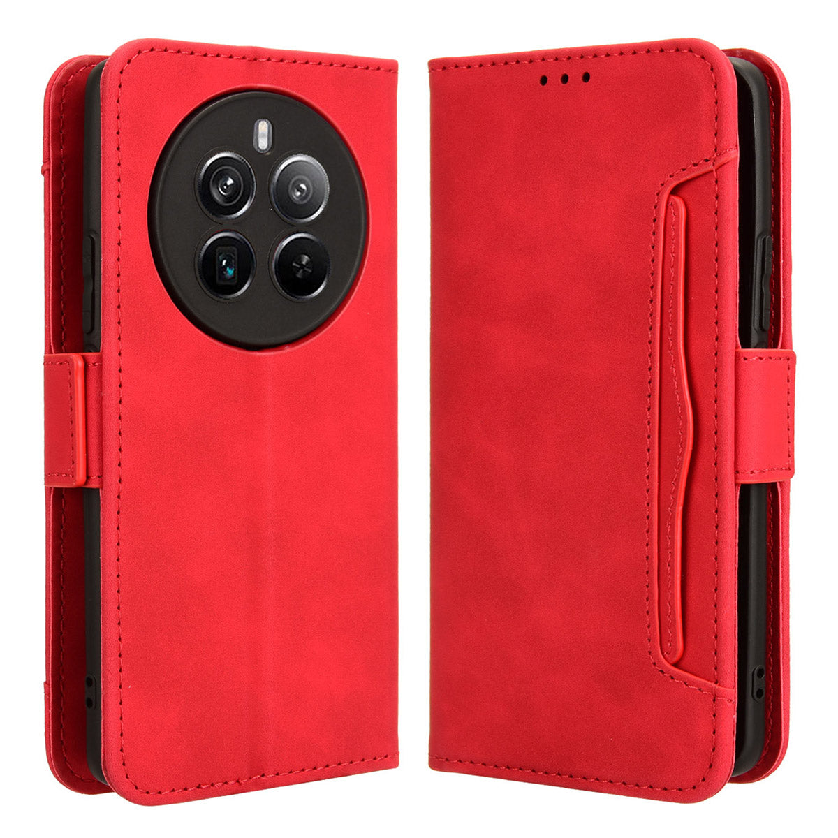For Realme 12 Pro 5G / 12 Pro+ 5G Case PU Leather Stand Multiple Card Holders Phone Cover