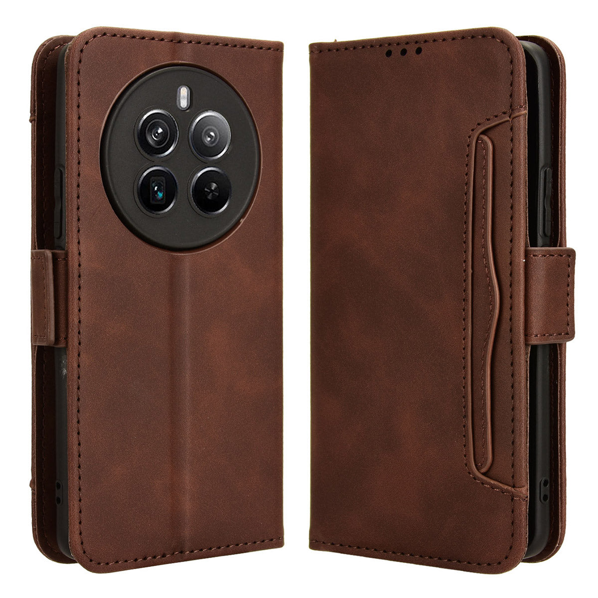 For Realme 12 Pro 5G / 12 Pro+ 5G Case PU Leather Stand Multiple Card Holders Phone Cover