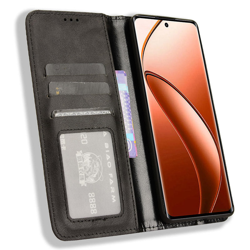 For Realme 12+ 5G / Narzo 70 Pro 5G Wallet Case Viewing Stand Leather Retro Texture Phone Cover