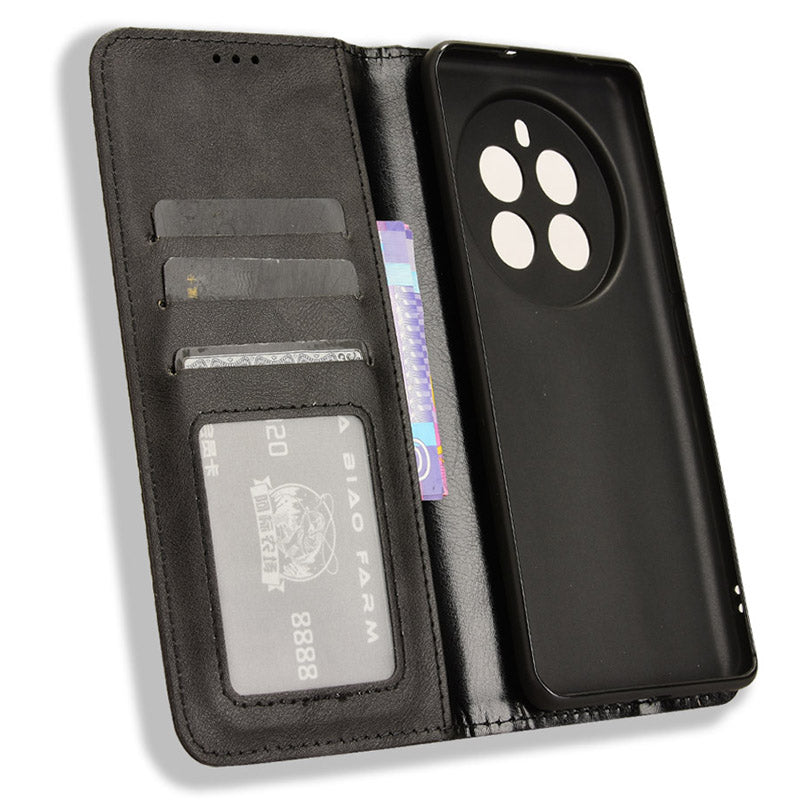 For Realme 12+ 5G / Narzo 70 Pro 5G Wallet Case Viewing Stand Leather Retro Texture Phone Cover